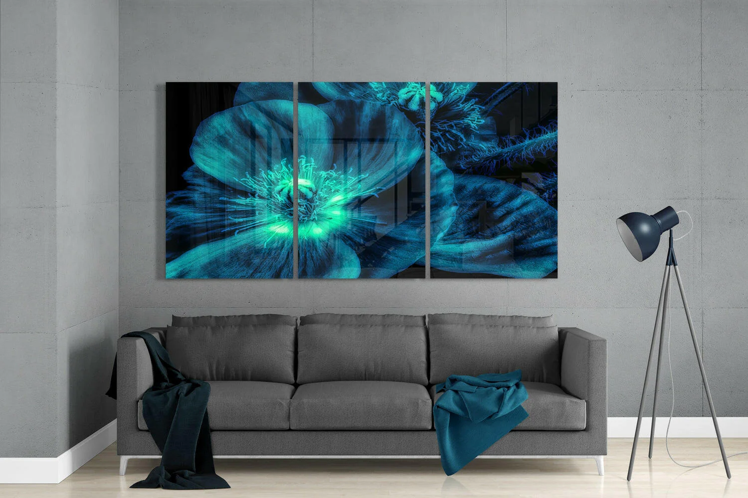 Blue Flower Glass Wall Art - Image 3