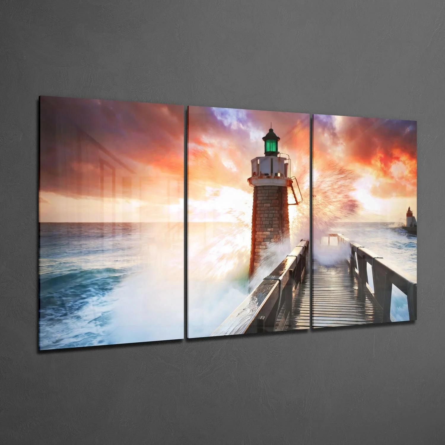 Lighthouse and Pier Glass Wall Art - Image 2