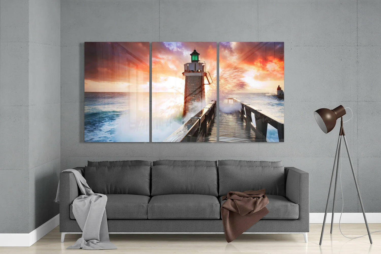 Lighthouse and Pier Glass Wall Art - Image 3