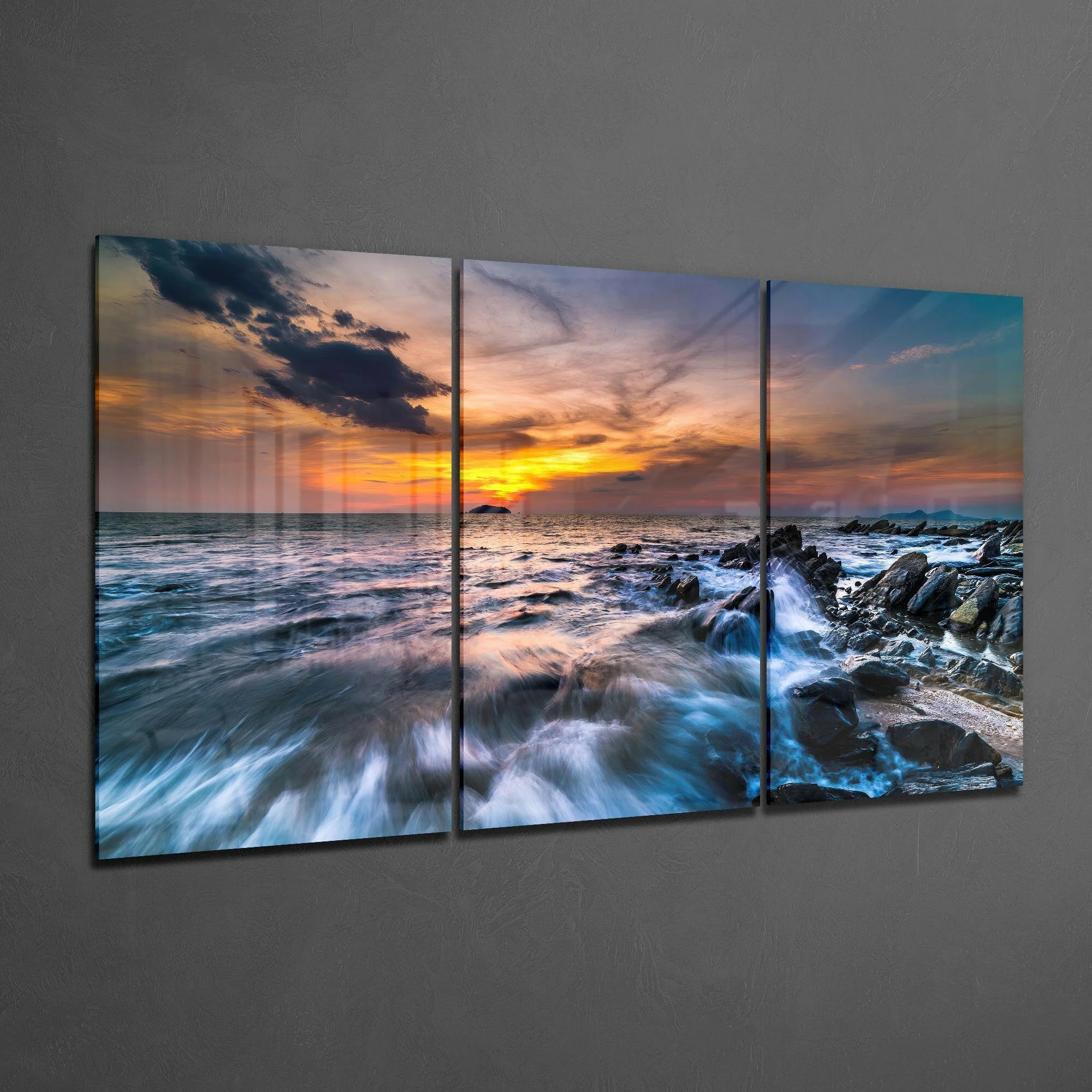 Sunset On The Beach Glass Art - Image 2