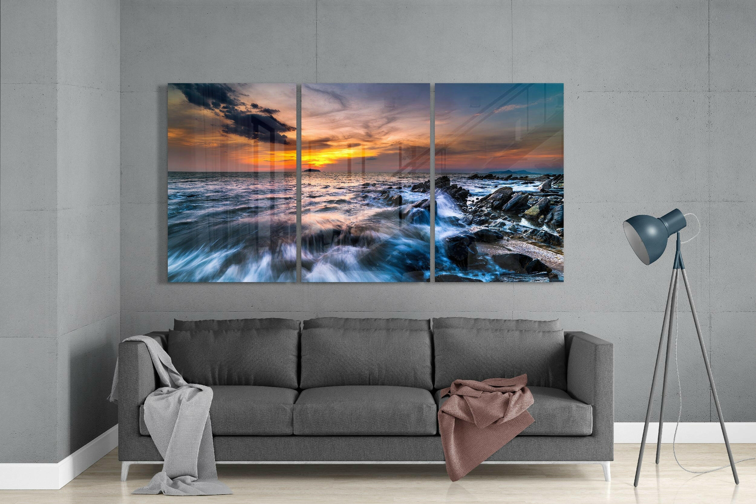 Sunset On The Beach Glass Art - Image 3
