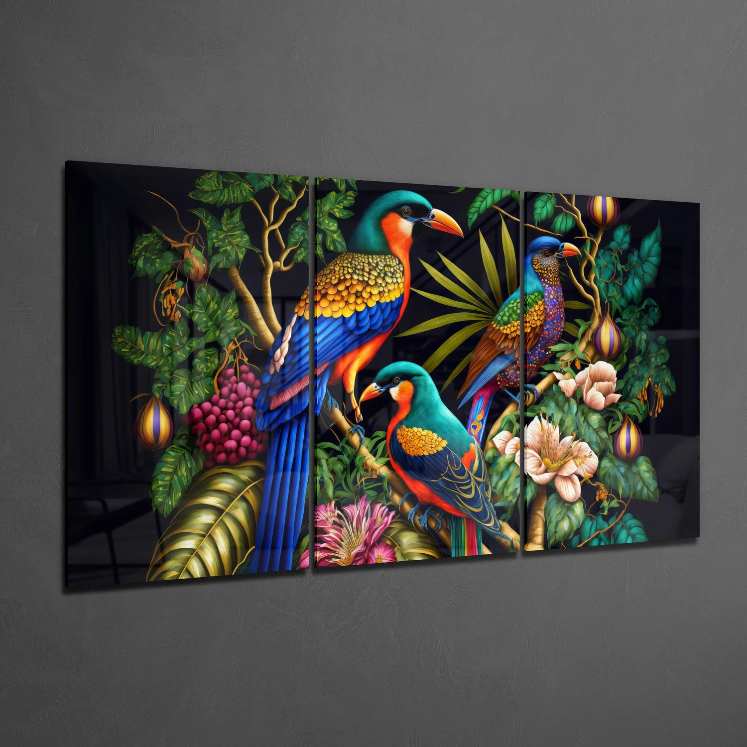 Tropical Birds Mega Glass Wall Art - Image 2