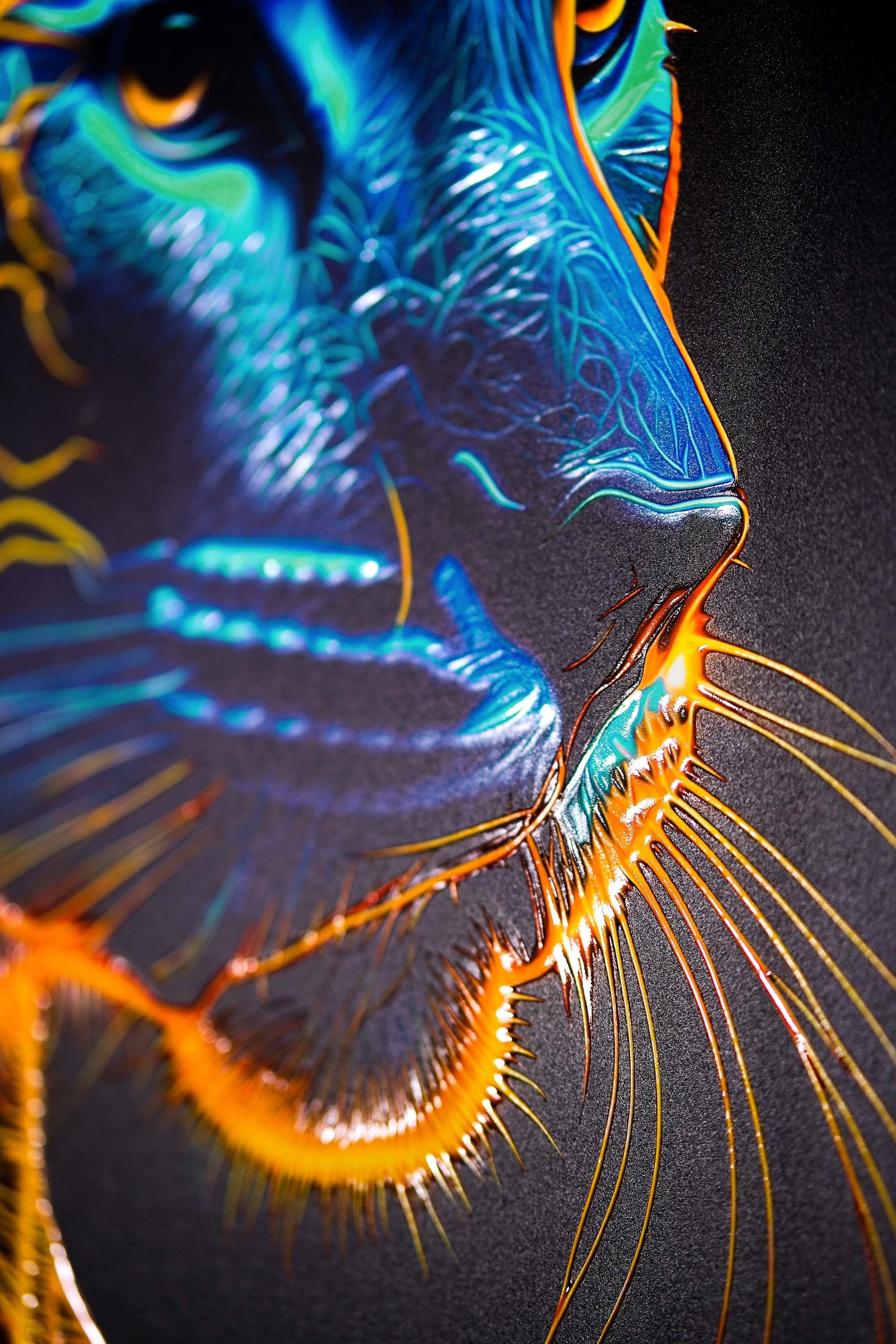 Neon Panther Pulse — 3D Haptic Embossed High-Gloss Luxury Wall Art - Image 9