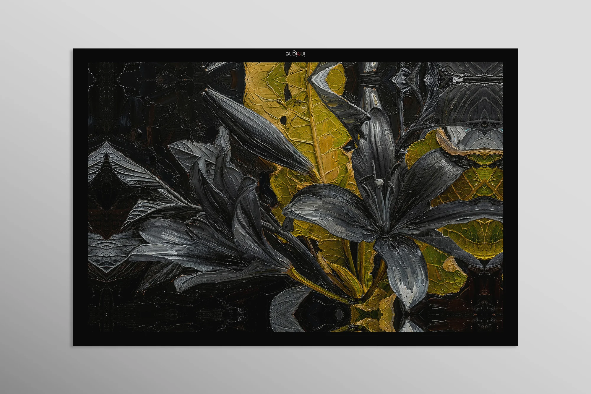 Noir Lilies & Gilded Shadows — 3D Haptic Embossed High-Gloss Luxury Wall Art - Image 10