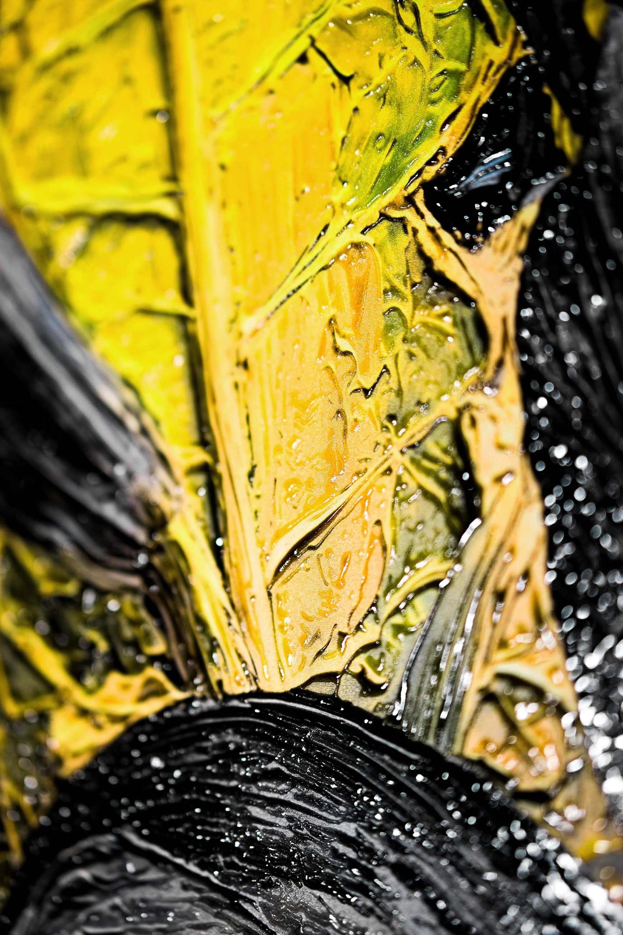 Noir Lilies & Gilded Shadows — 3D Haptic Embossed High-Gloss Luxury Wall Art - Image 5