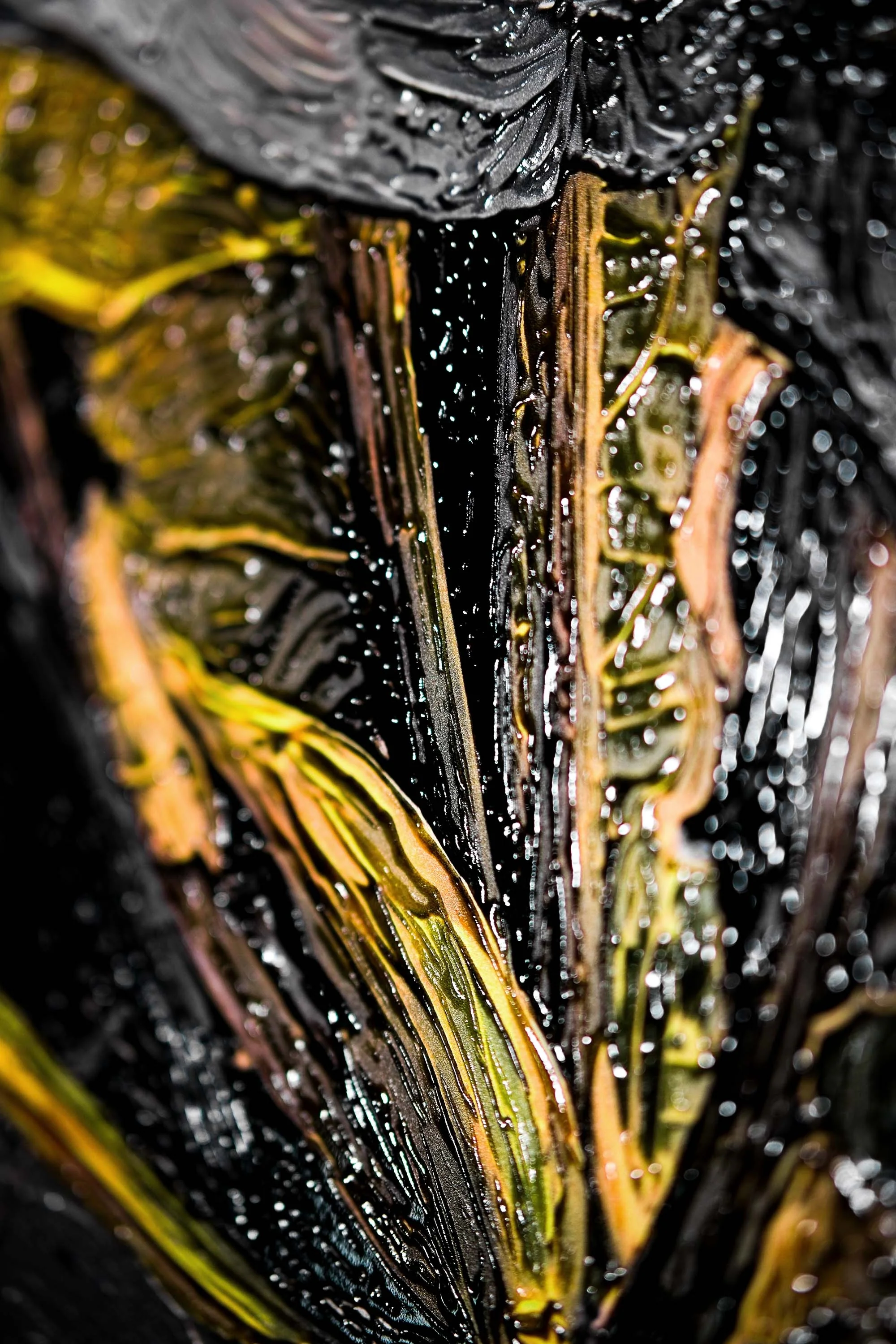 Noir Lilies & Gilded Shadows — 3D Haptic Embossed High-Gloss Luxury Wall Art - Image 6