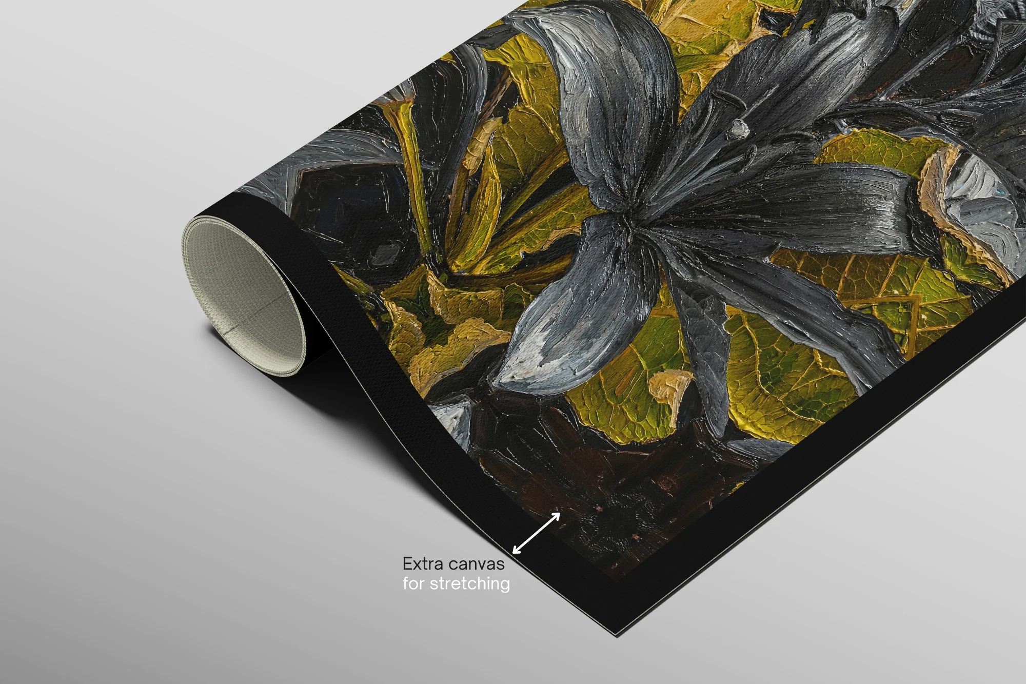 Noir Lilies & Gilded Shadows — 3D Haptic Embossed High-Gloss Luxury Wall Art - Image 8