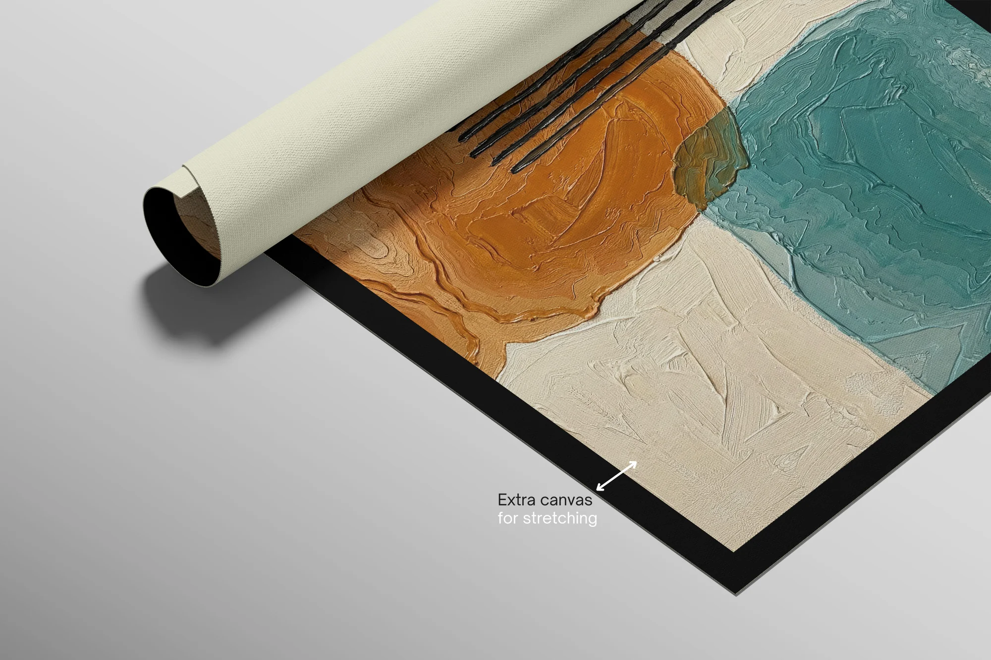 Ochre & Teal Linear Harmony — 3D Haptic Embossed High-Gloss Luxury Wall Art - Image 12