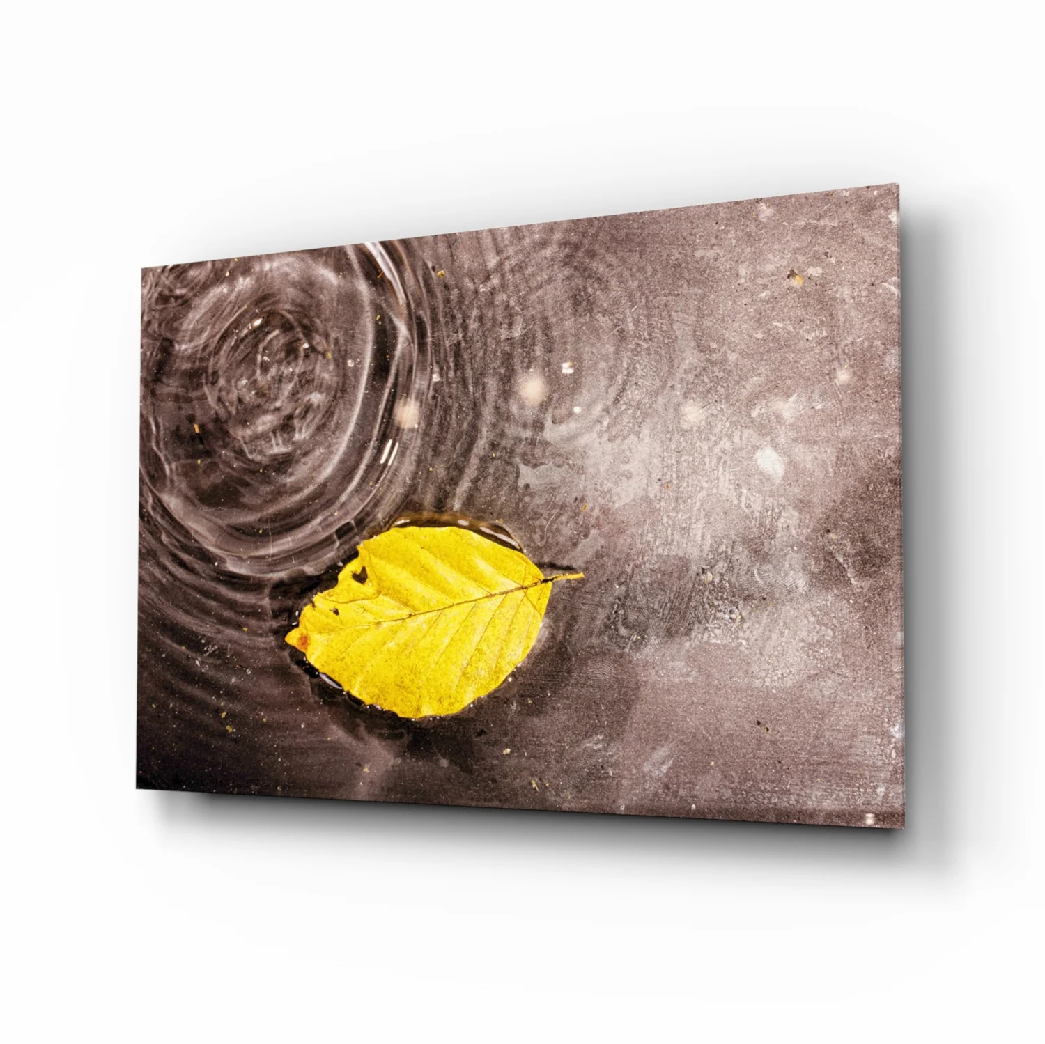 Yellow Leaf Glass Wall Art - Image 2
