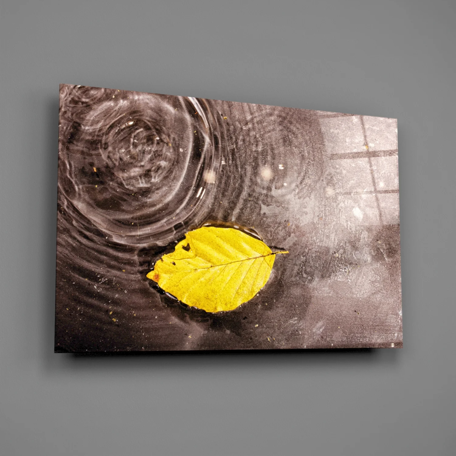 Yellow Leaf Glass Wall Art - Image 3