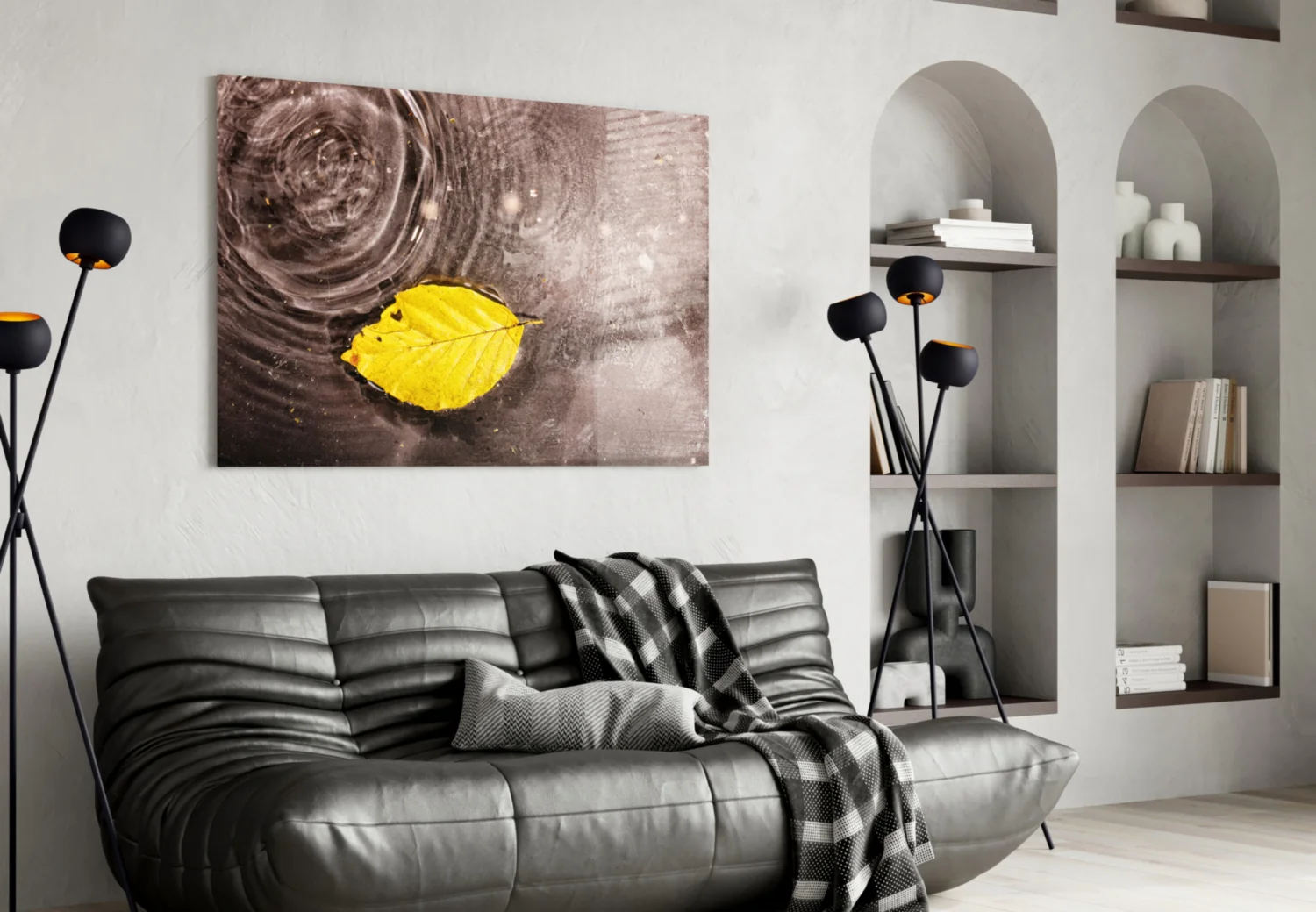 Yellow Leaf Glass Wall Art - Image 5