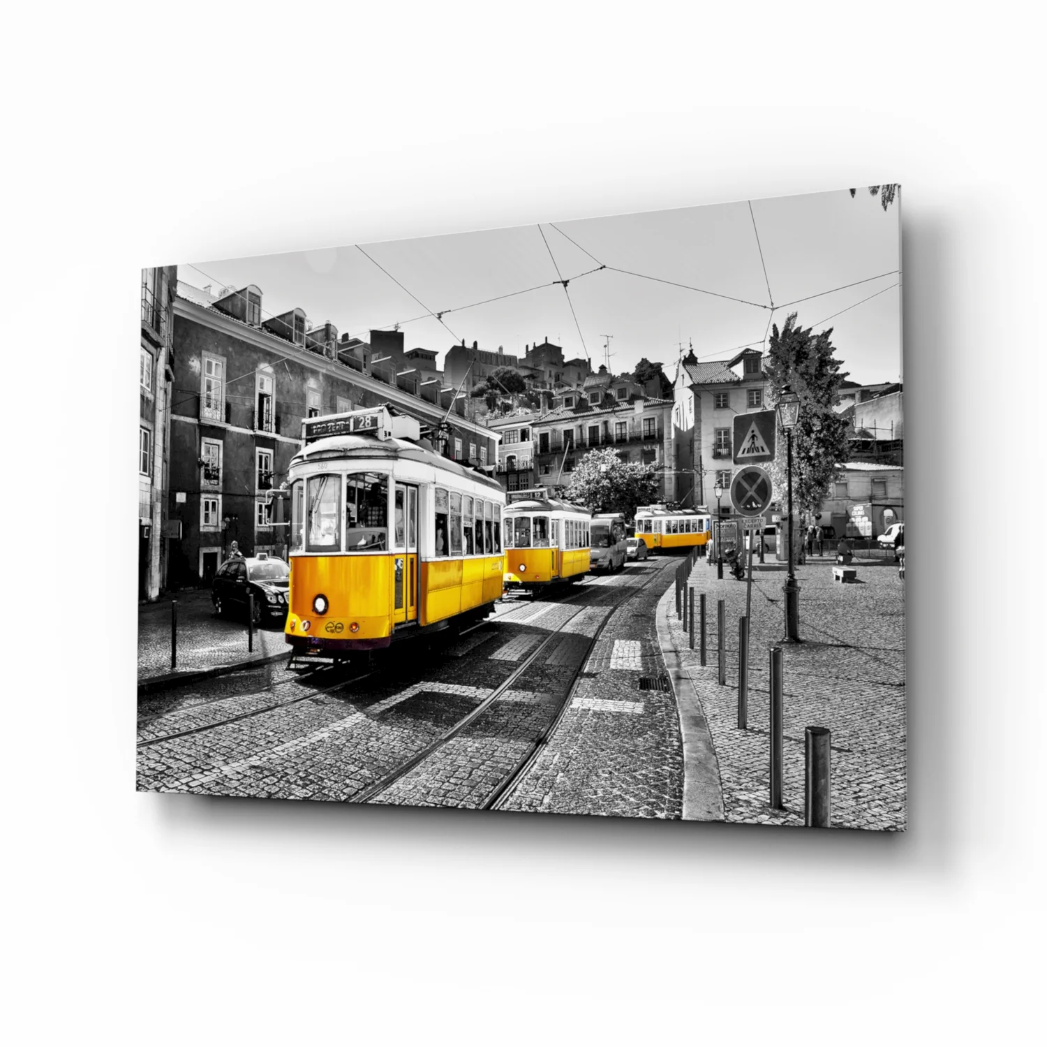 Yellow Tram (Lisbon) Glass Wall Art - Image 2
