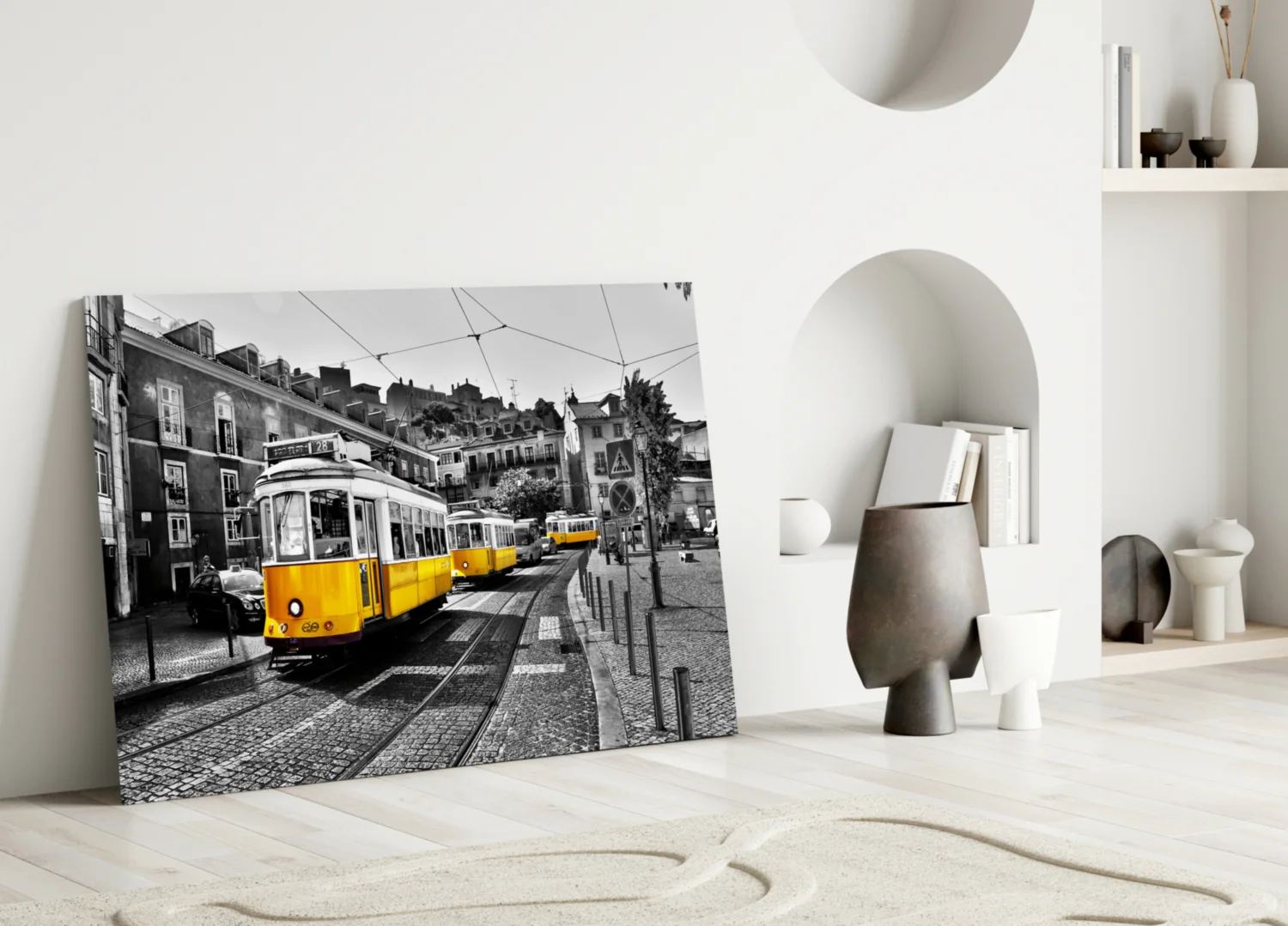 Yellow Tram (Lisbon) Glass Wall Art - Image 4