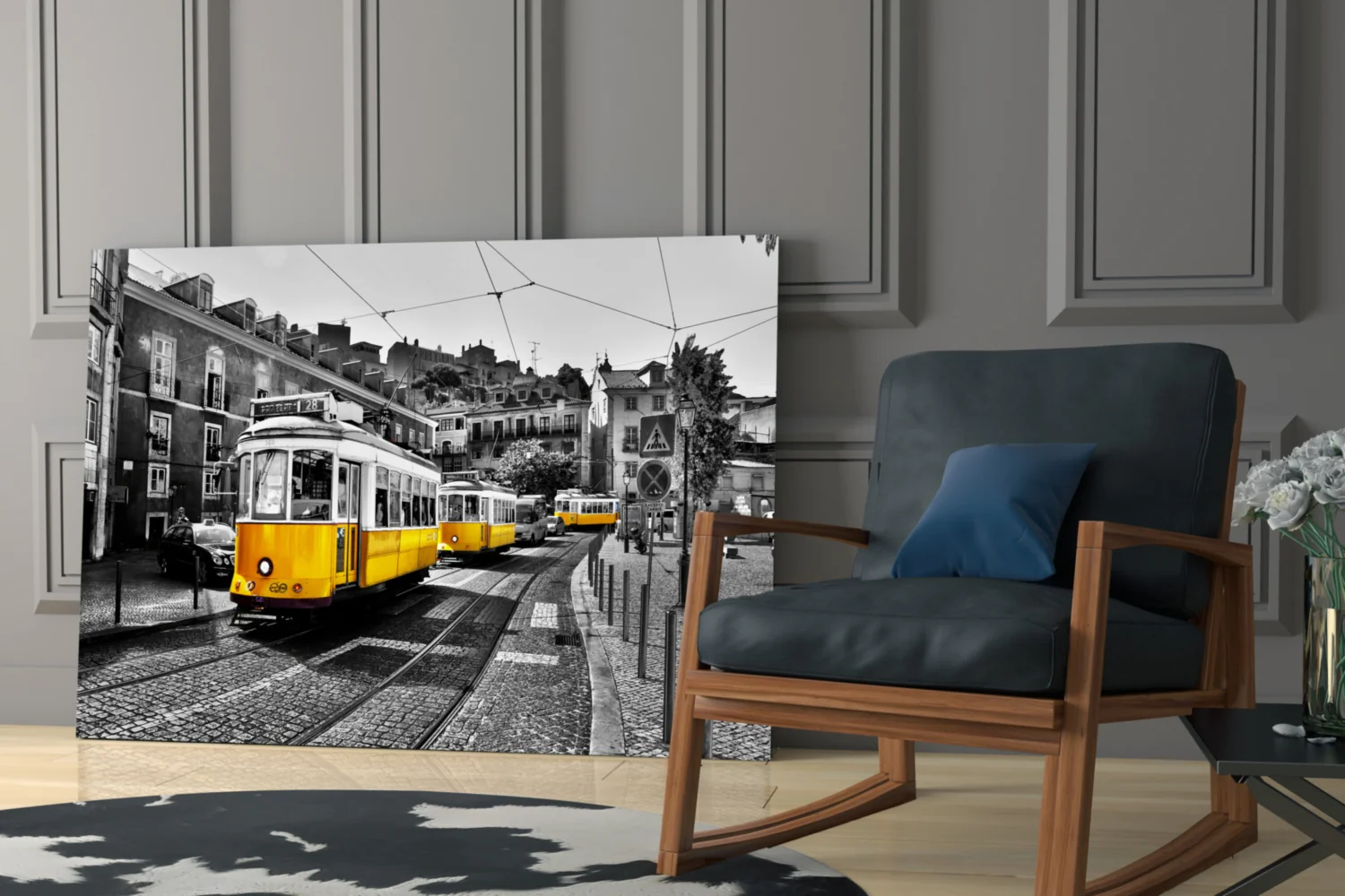 Yellow Tram (Lisbon) Glass Wall Art - Image 7