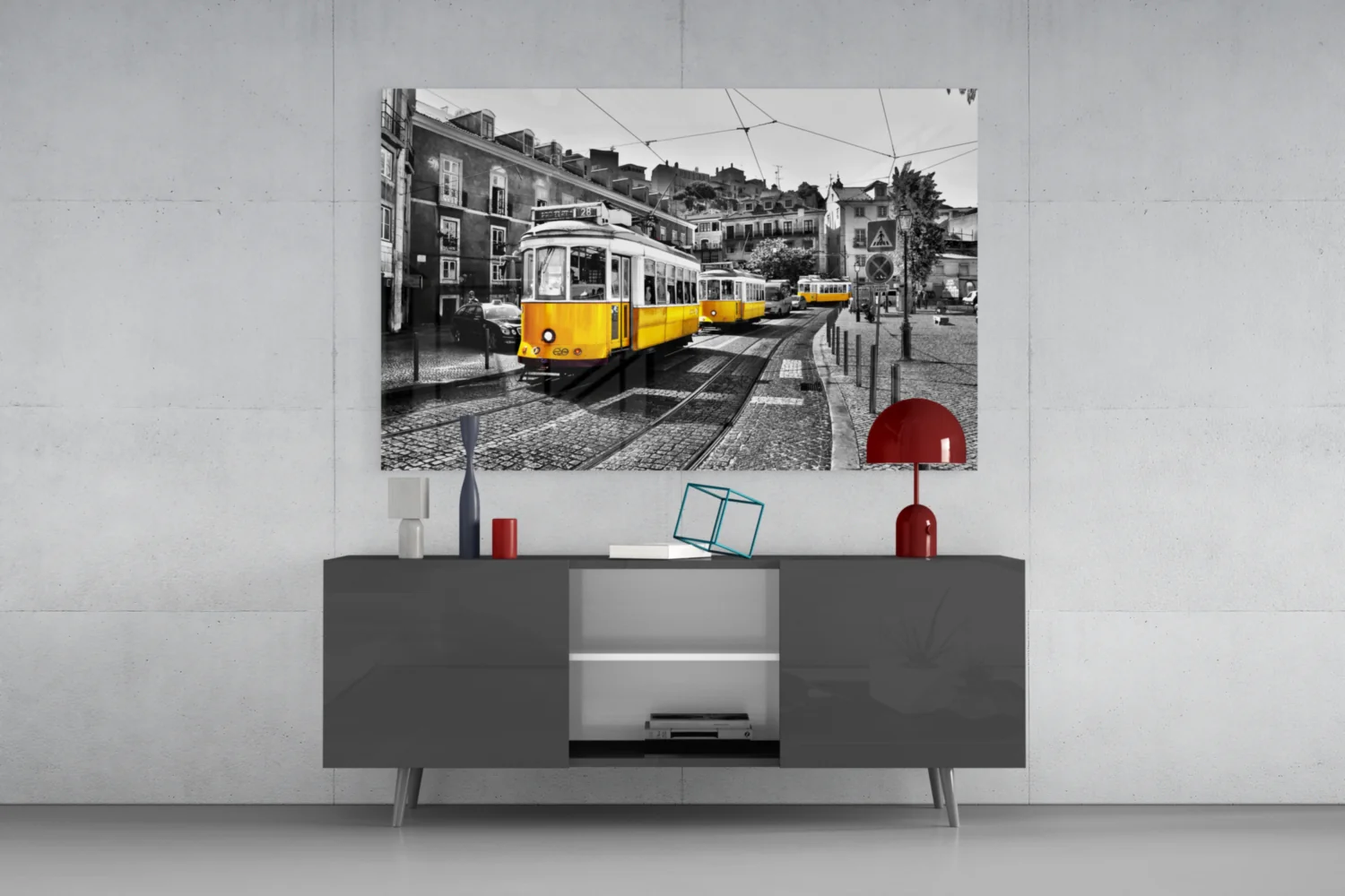 Yellow Tram (Lisbon) Glass Wall Art - Image 9