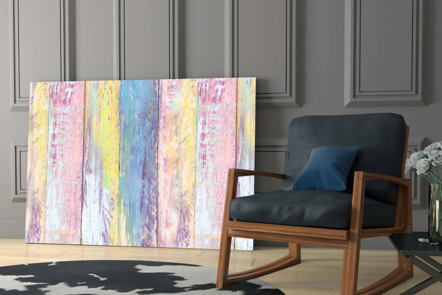 Painted Wood Glass Wall Art - Image 7
