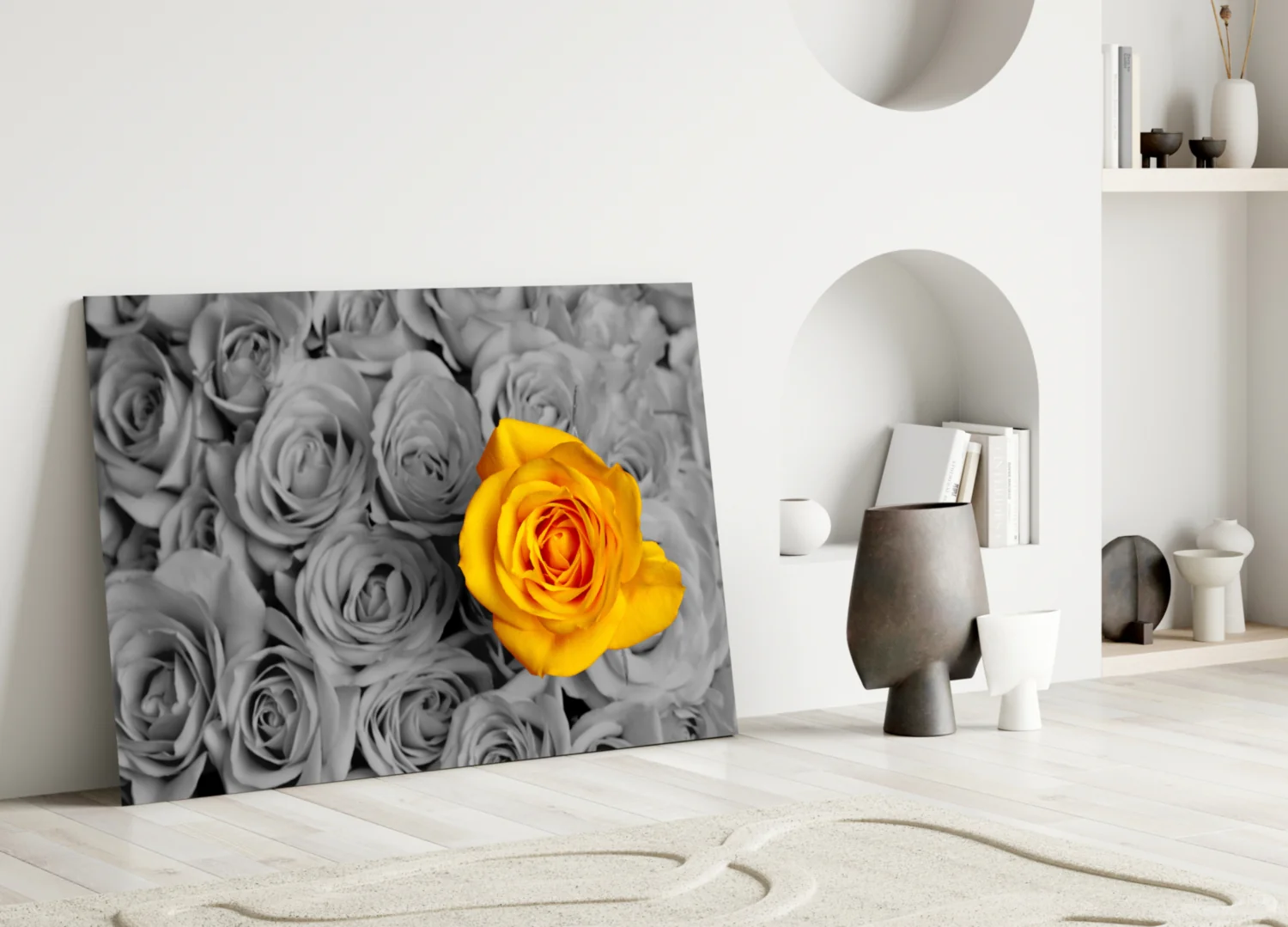 Yellow Rose Glass Wall Art - Image 4