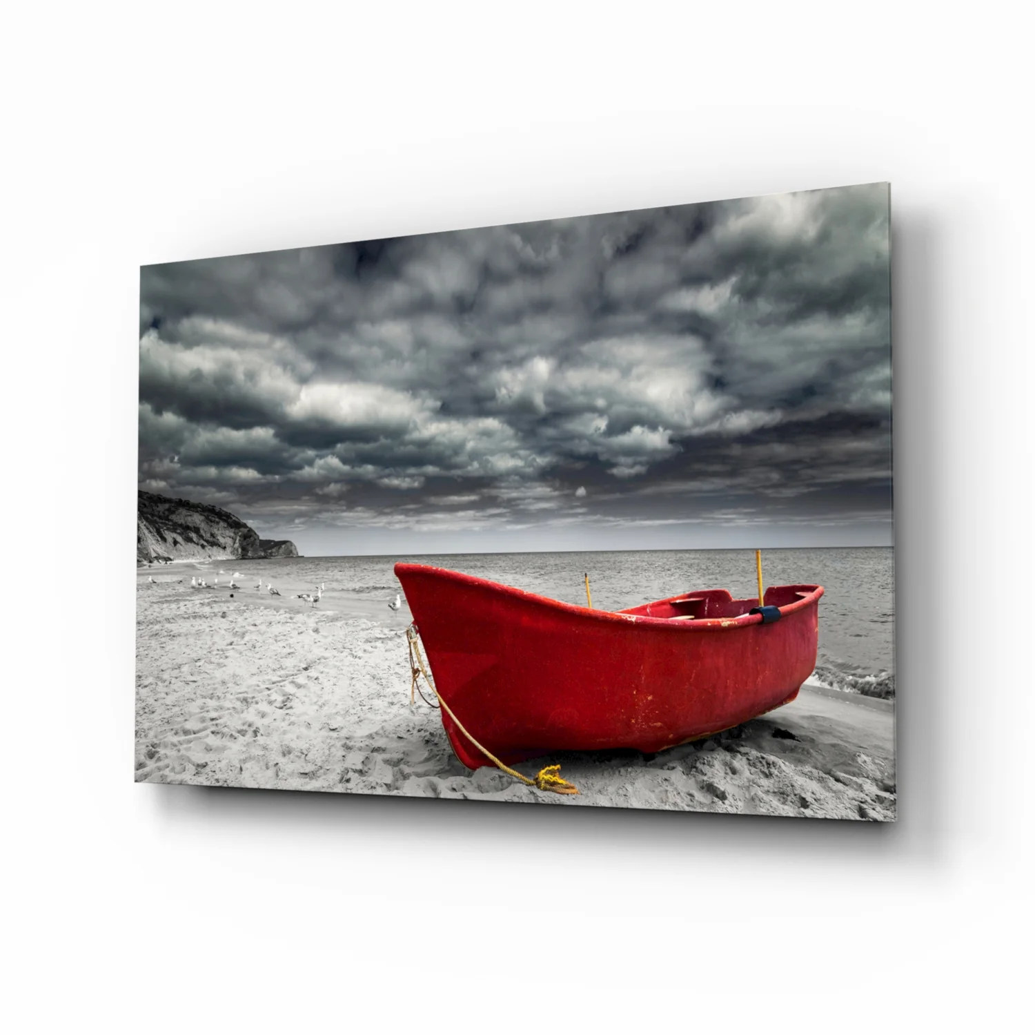 Red Kayak Glass Wall Art - Image 2