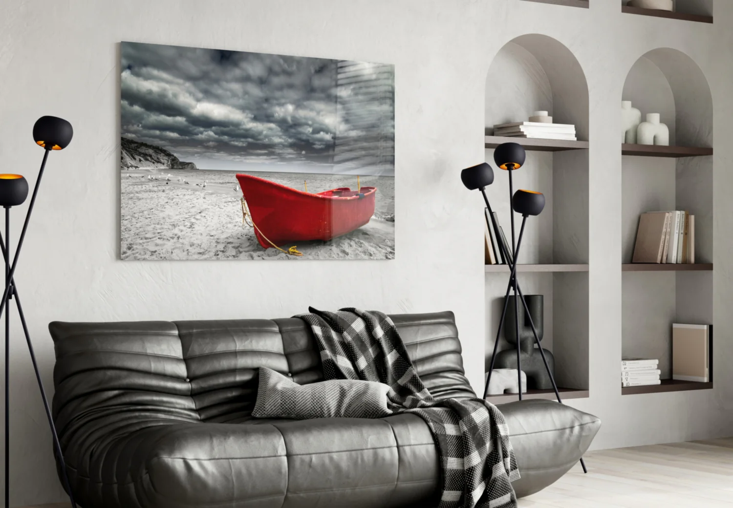Red Kayak Glass Wall Art - Image 5