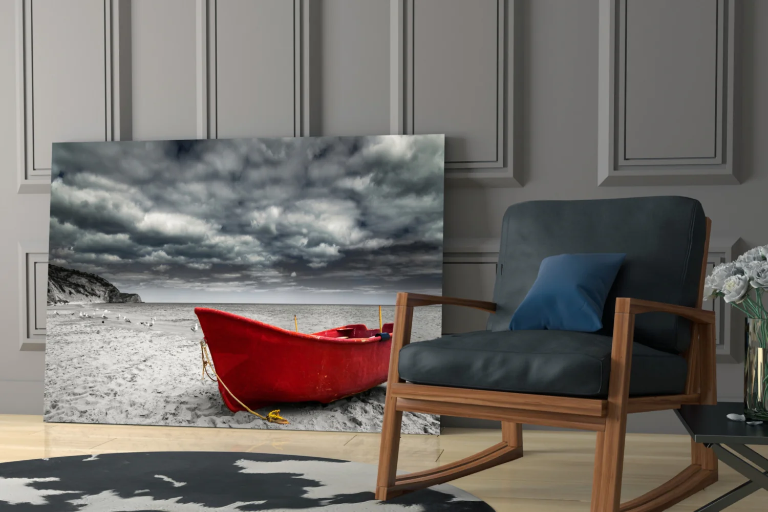 Red Kayak Glass Wall Art - Image 7