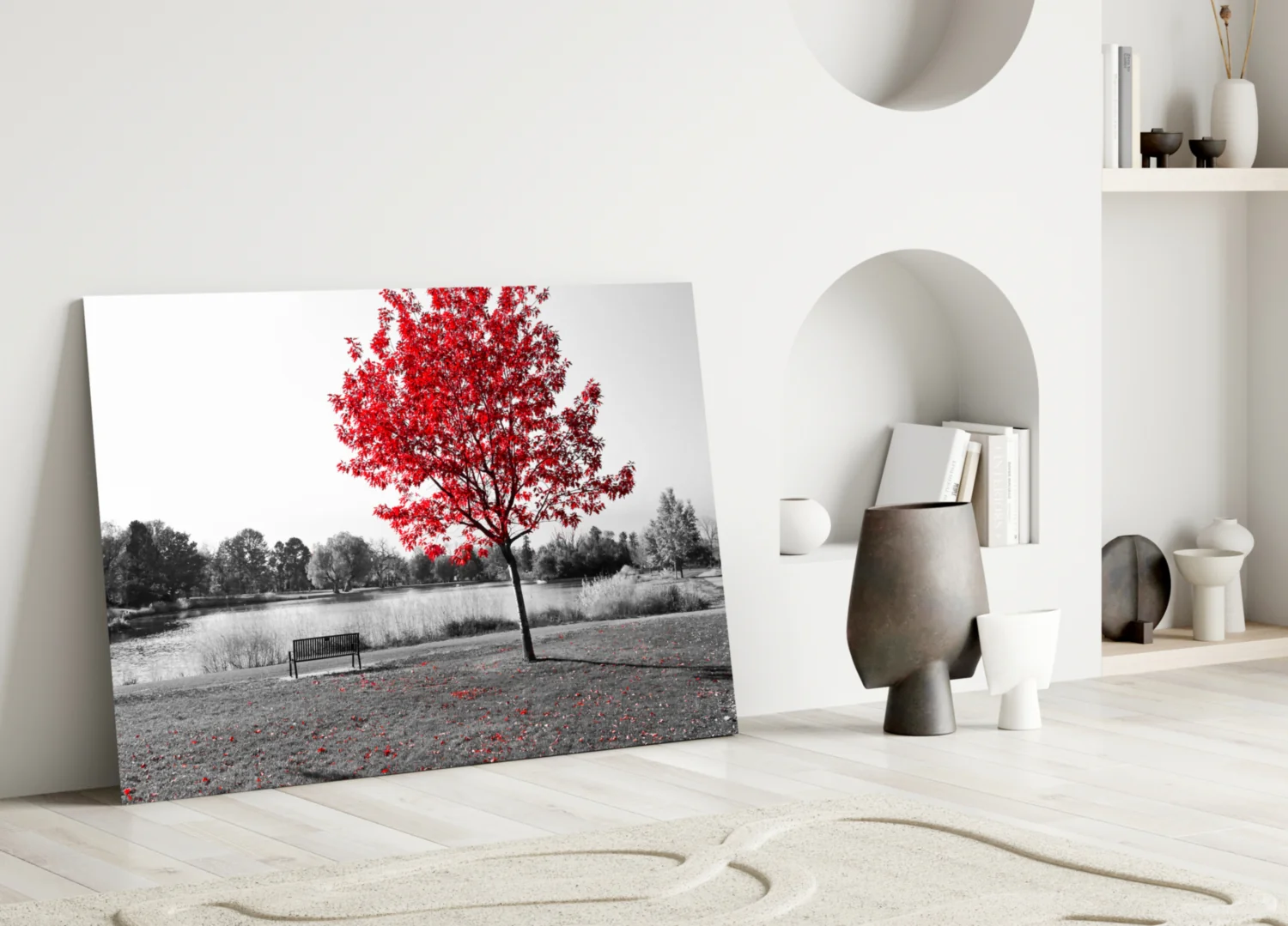 Red Tree Glass Wall Art - Image 4