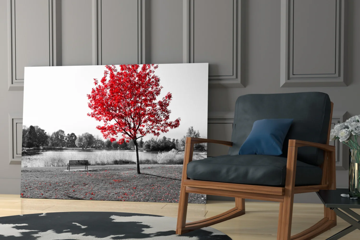 Red Tree Glass Wall Art - Image 7