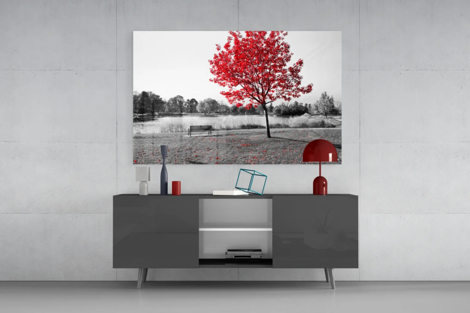Red Tree Glass Wall Art - Image 9