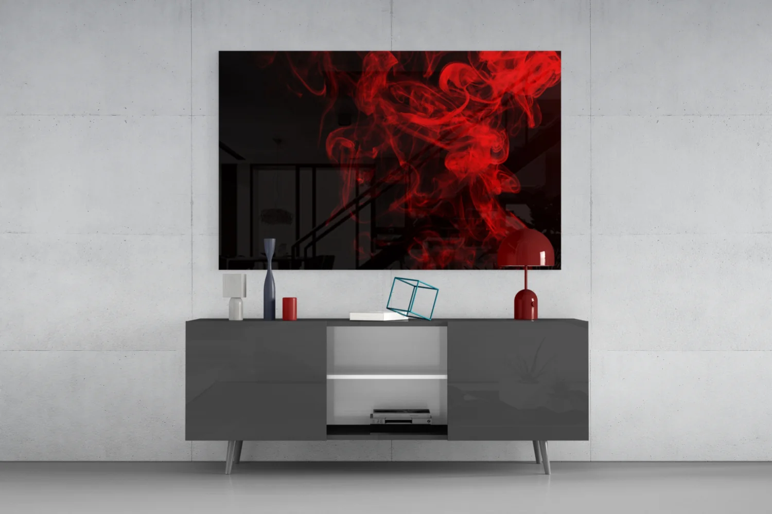 Red Smoke Glass Wall Art - Image 9