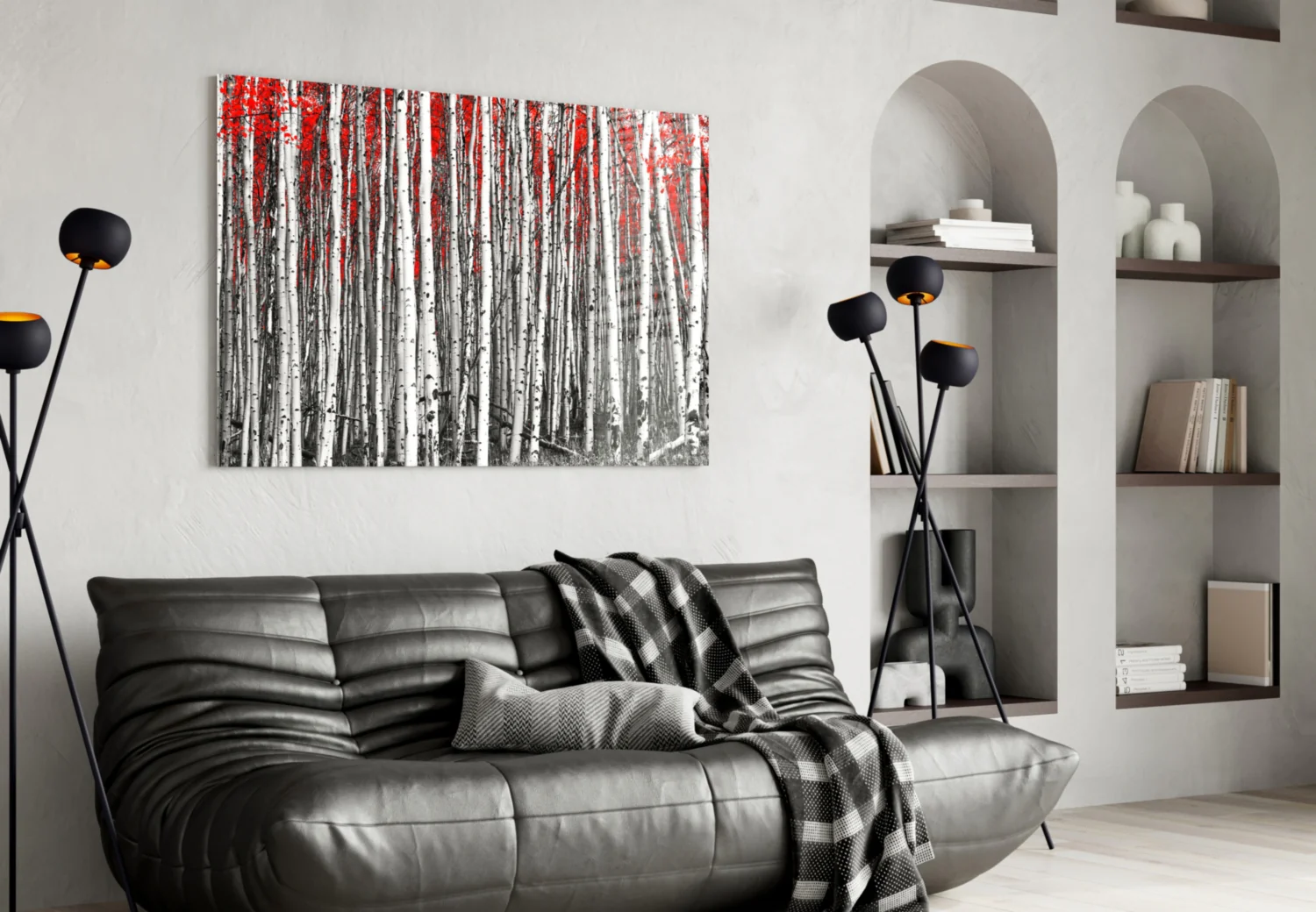 Red Forest Glass Wall Art - Image 5