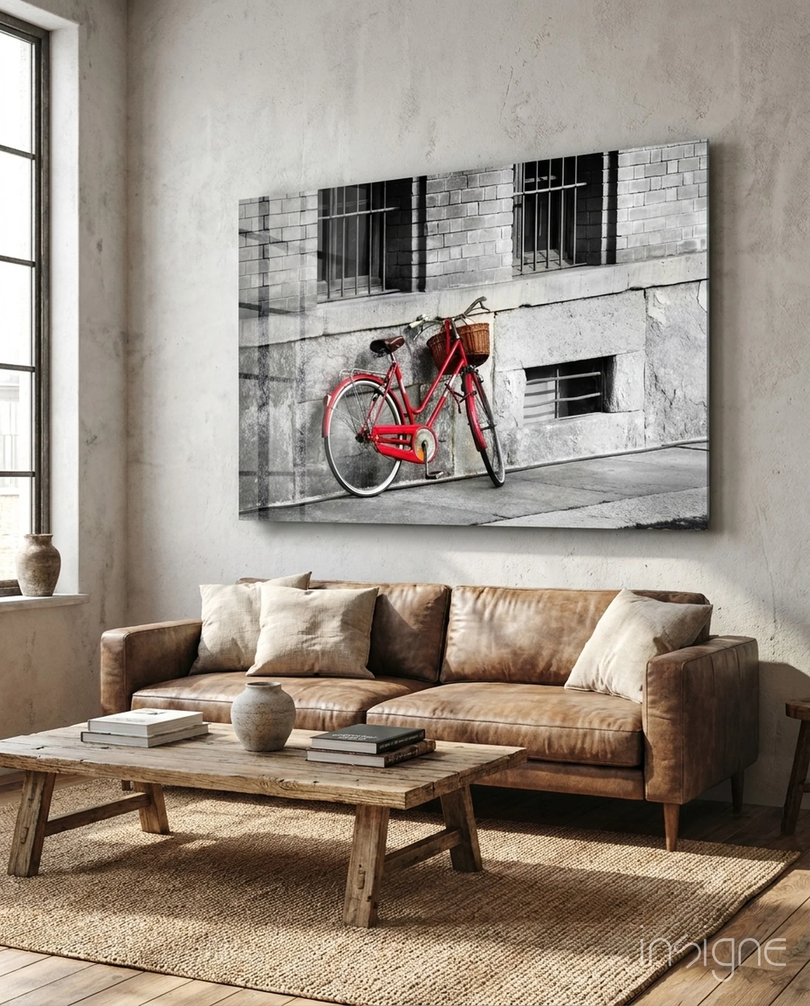 Red Bicycle Glass Wall Art