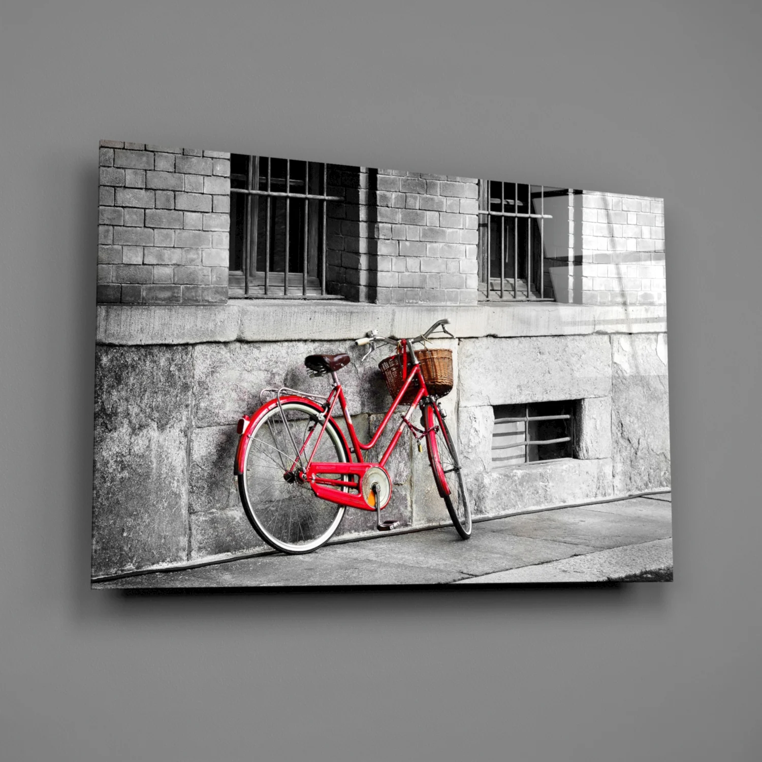 Red Bicycle Glass Wall Art - Image 3