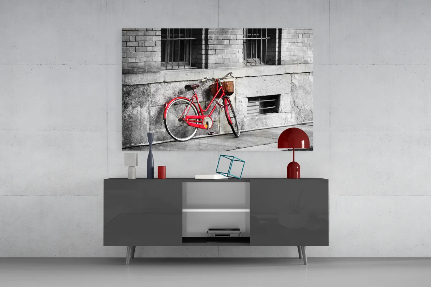 Red Bicycle Glass Wall Art - Image 9