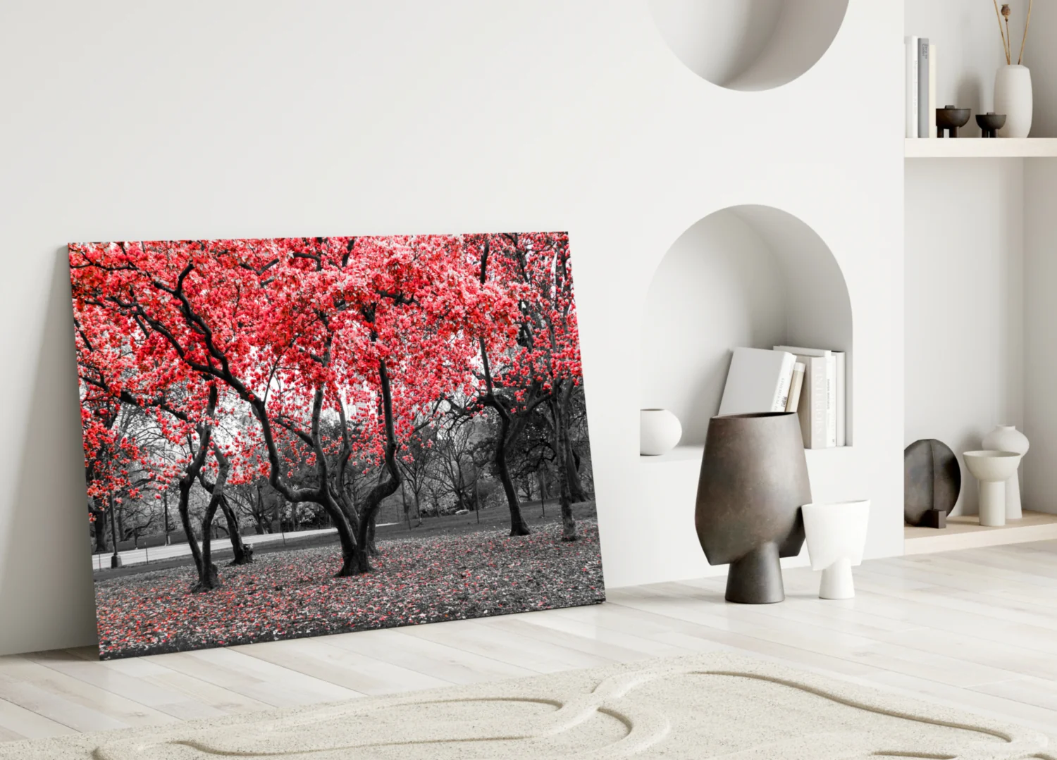 Red Tree Glass Wall Art - Image 4