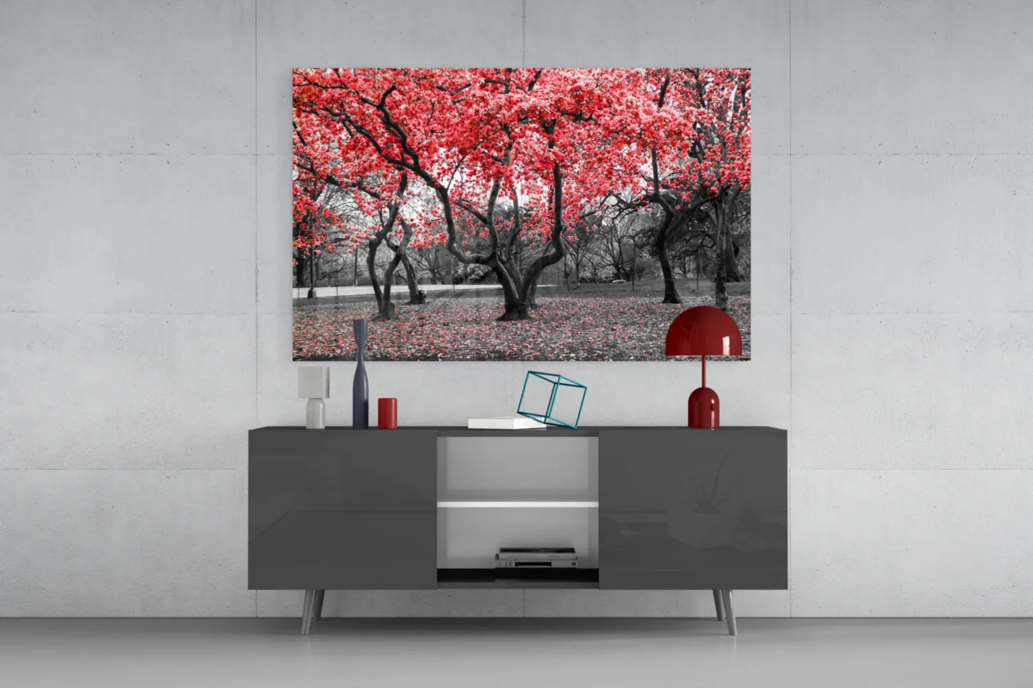 Red Tree Glass Wall Art - Image 9