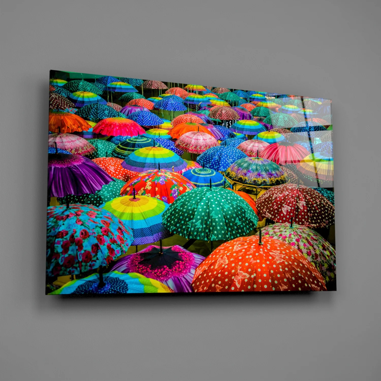 Colorful Umbrellas Glass Wall Art - Image 3