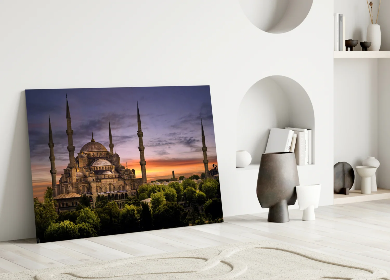 Blue Mosque Glass Wall Art - Image 4