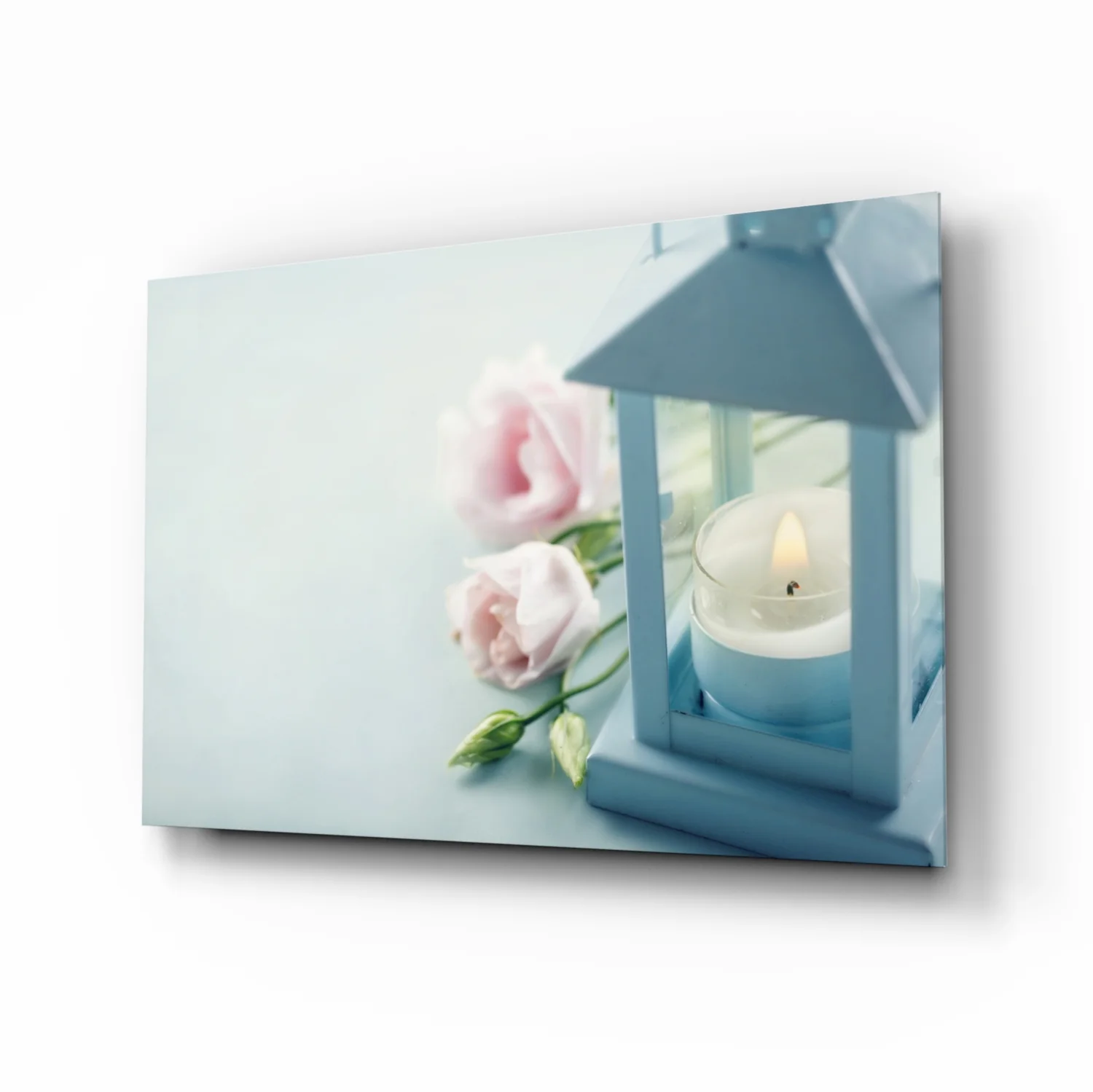 Candle & Rose Glass Wall Art - Image 2