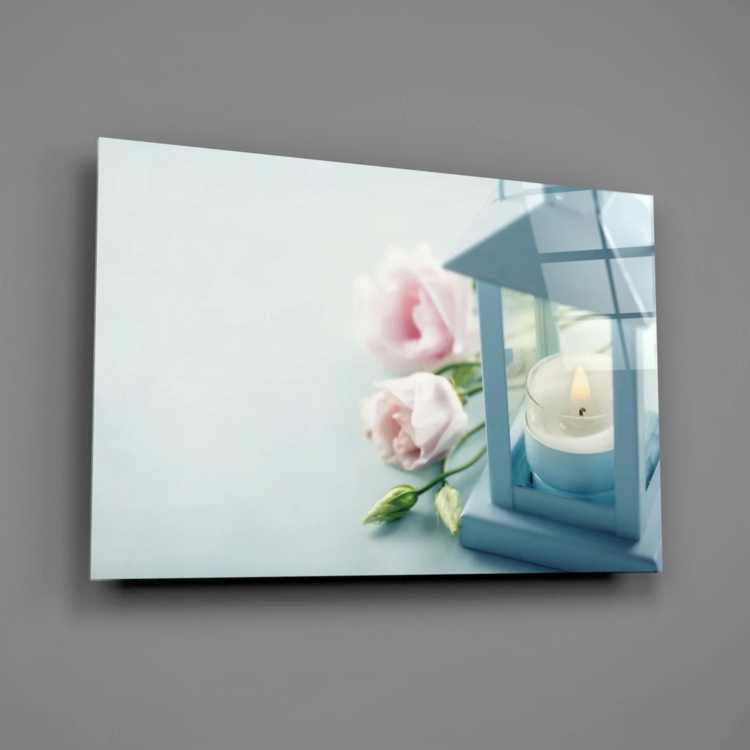 Candle & Rose Glass Wall Art - Image 3