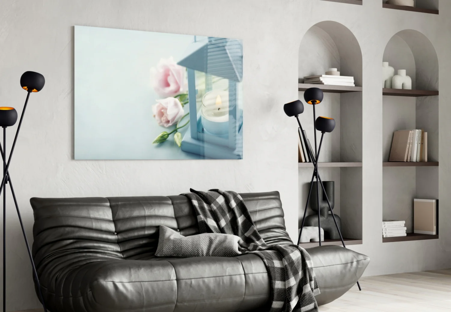Candle & Rose Glass Wall Art - Image 5