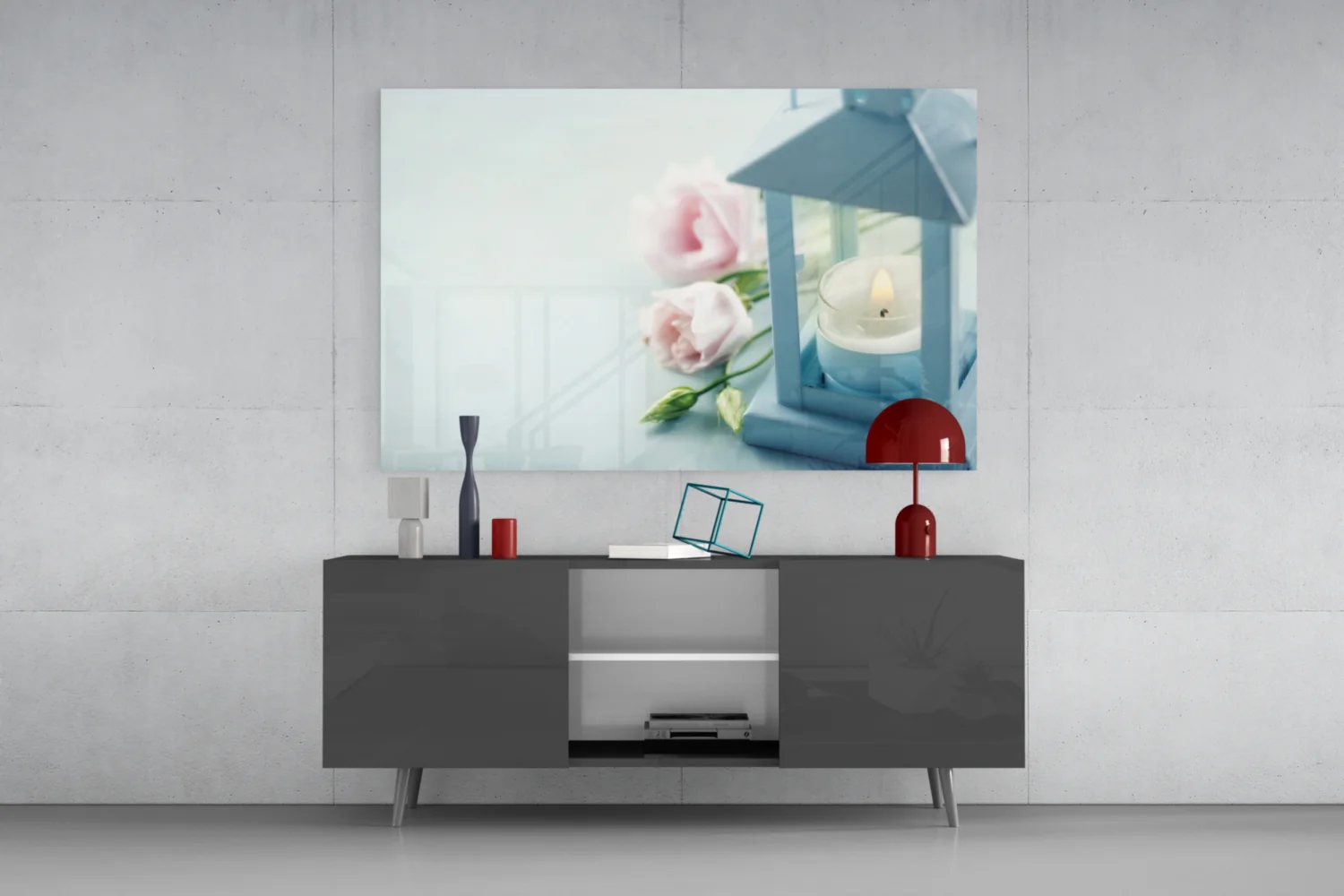 Candle & Rose Glass Wall Art - Image 9