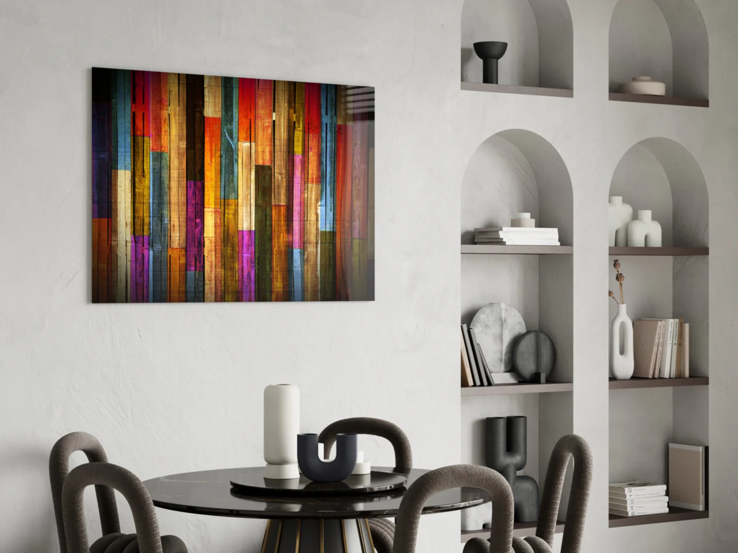 Painted Wood Glass Wall Art - Image 6