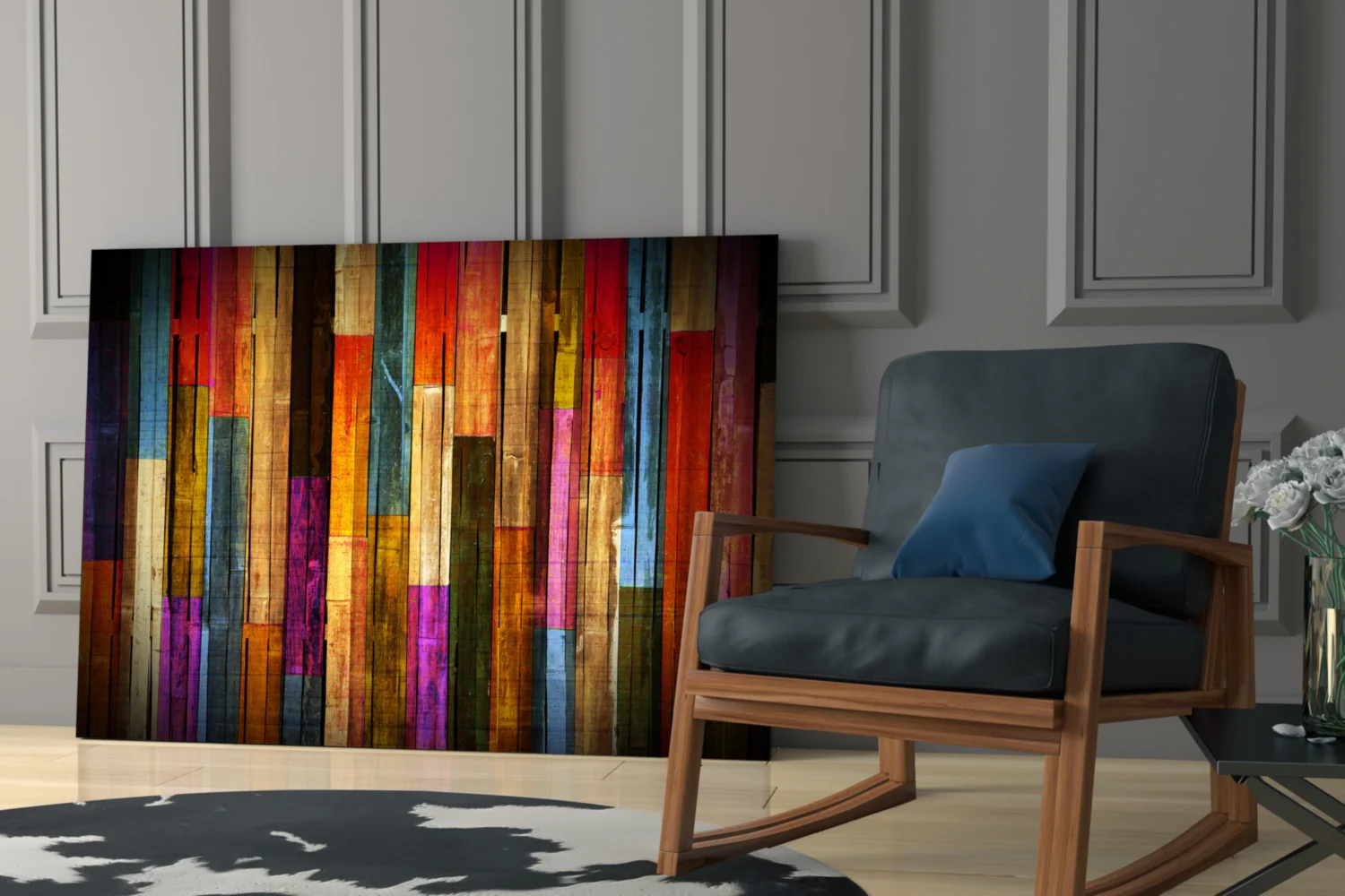 Painted Wood Glass Wall Art - Image 7