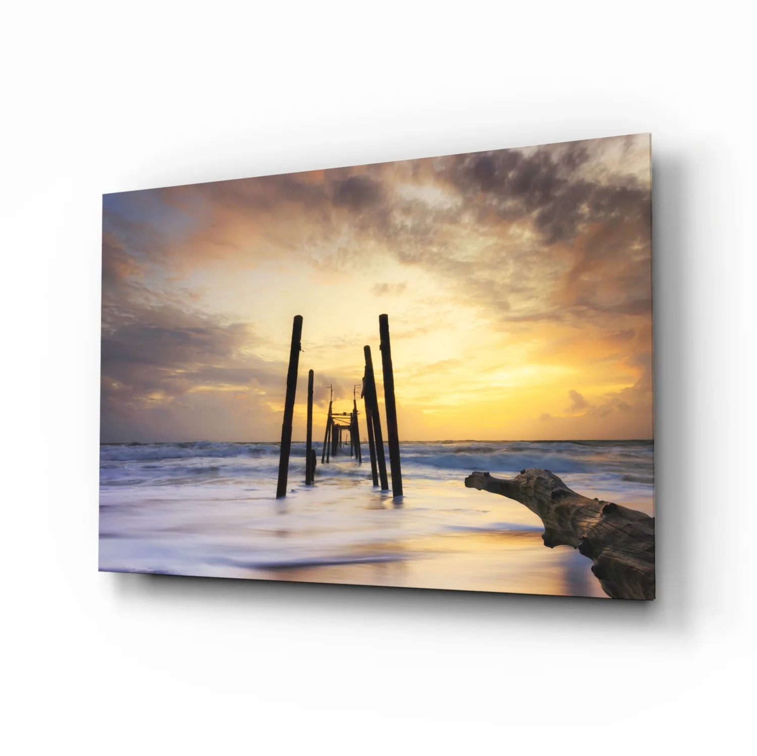 Destroyed Dock Glass Wall Art