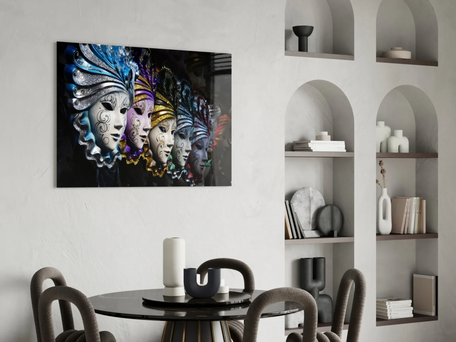 Venetian Carnival Masks Glass Wall Art - Image 5