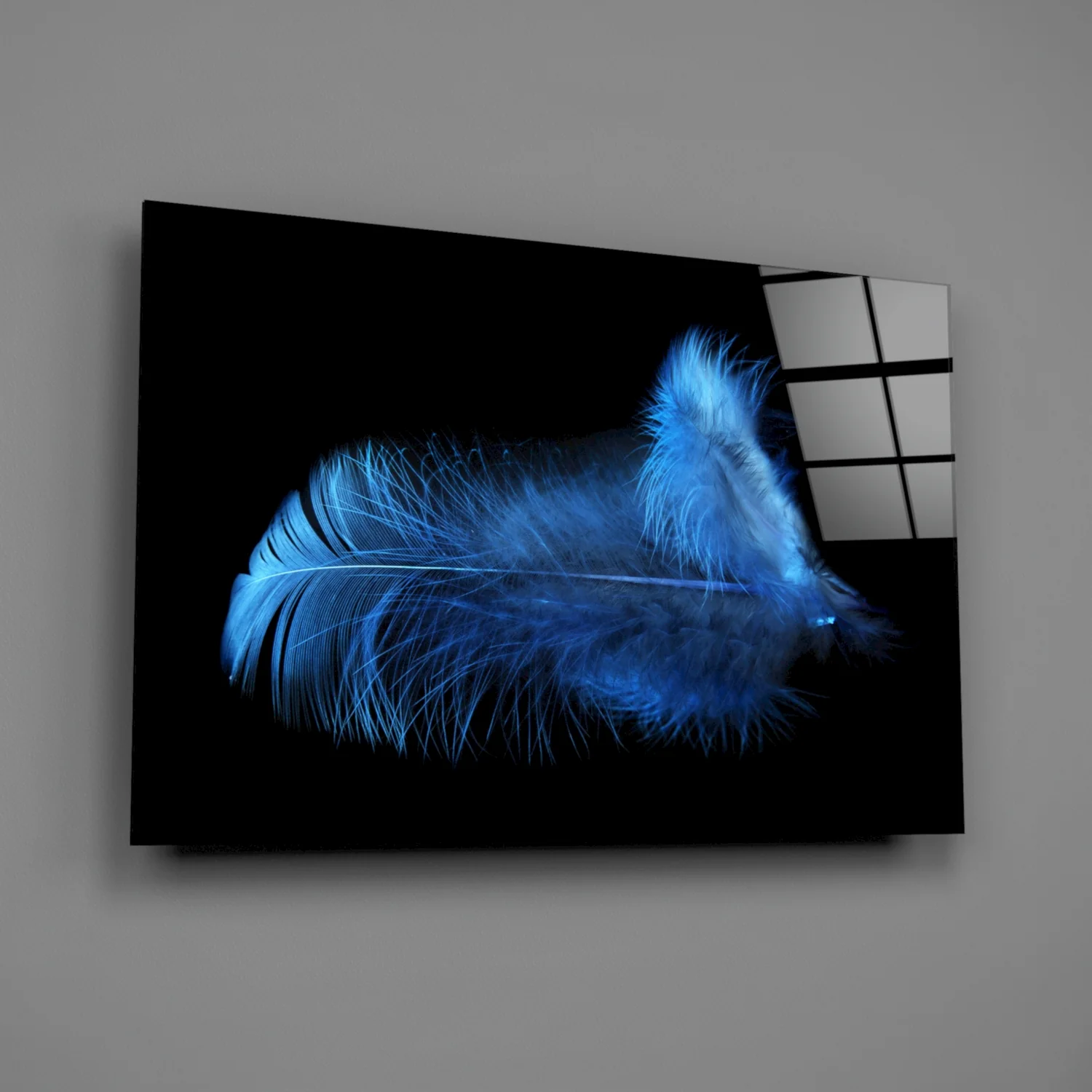 Blue Feather Glass Wall Art - Image 2