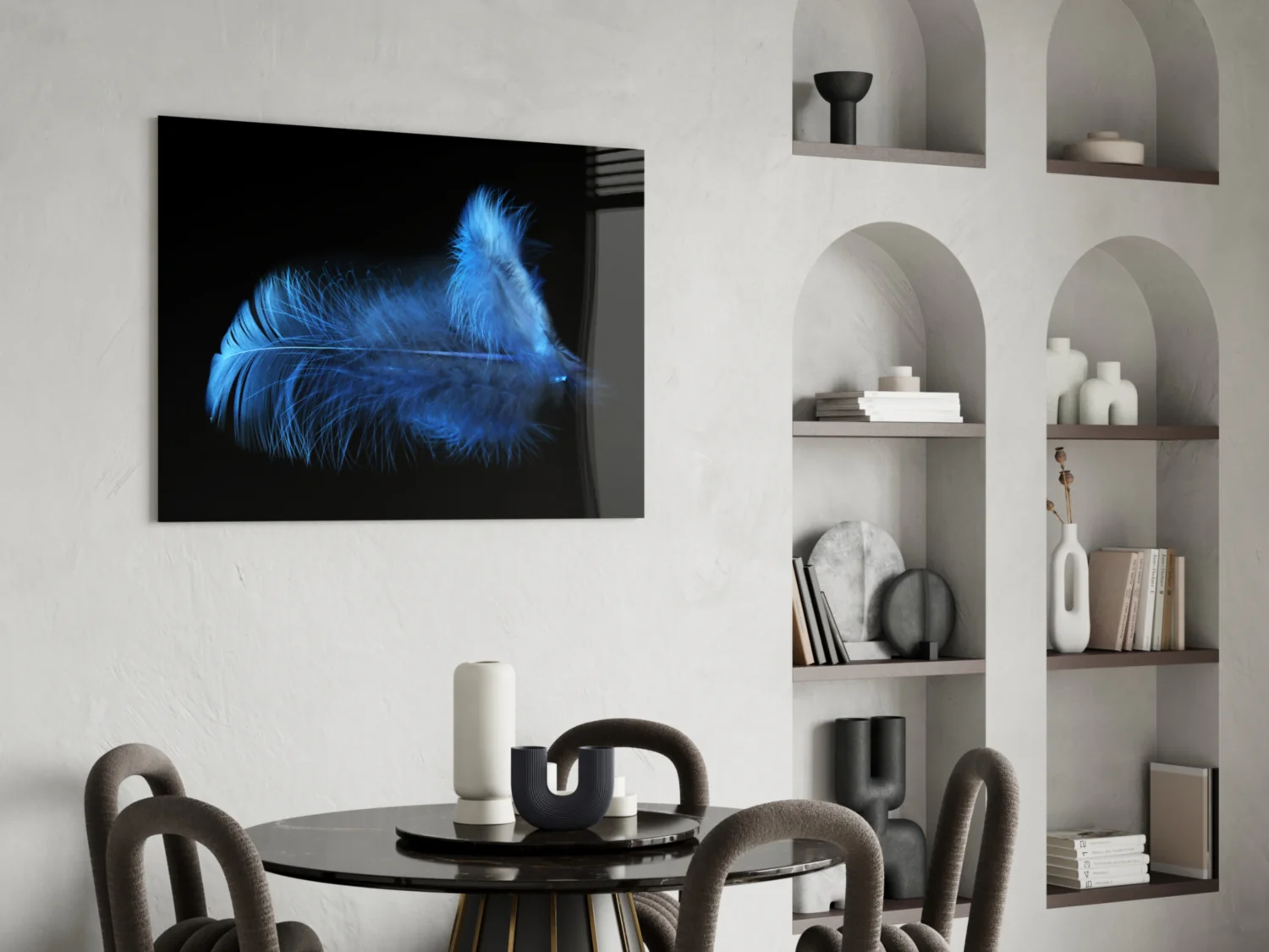 Blue Feather Glass Wall Art - Image 5