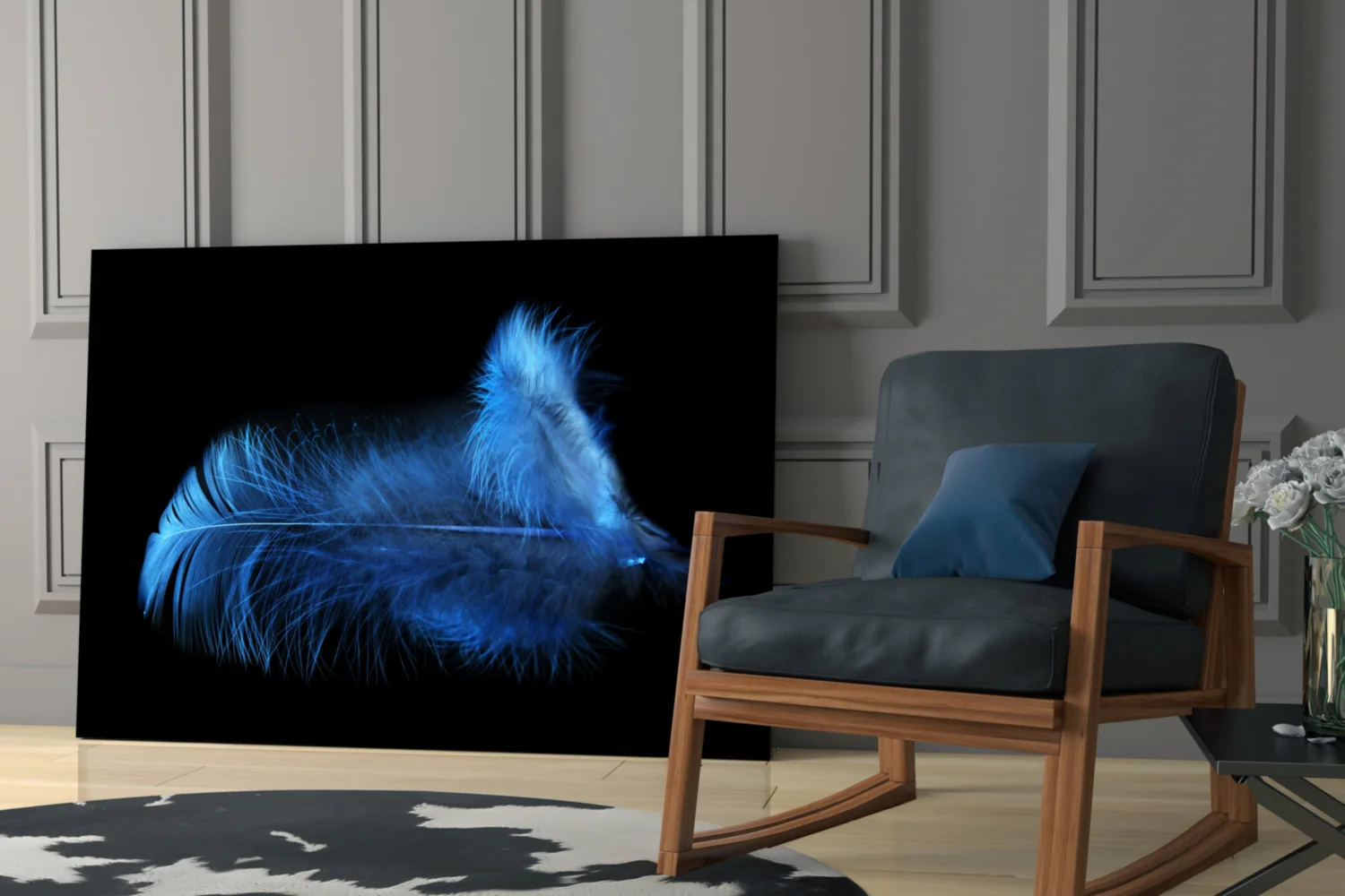 Blue Feather Glass Wall Art - Image 6