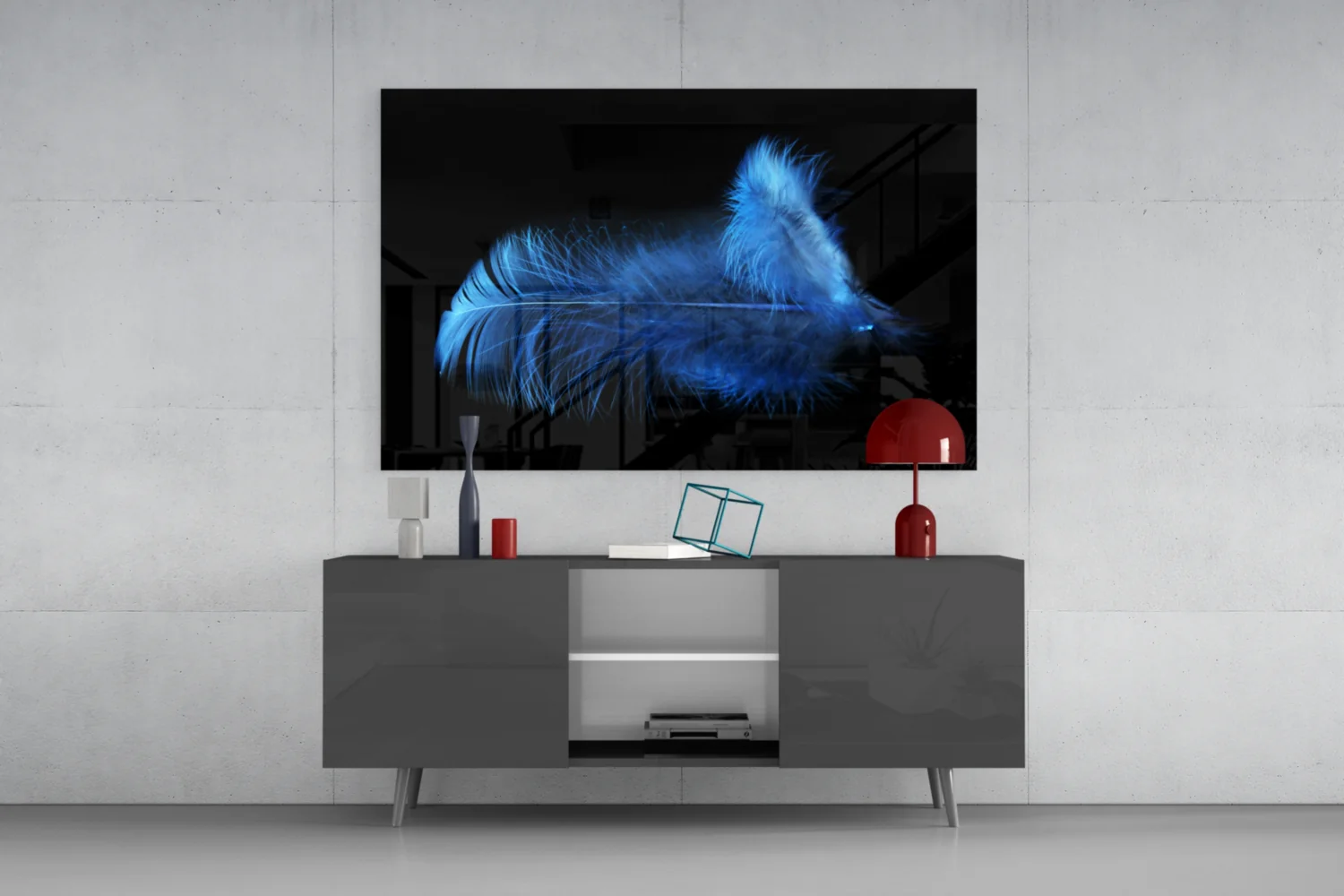 Blue Feather Glass Wall Art - Image 8