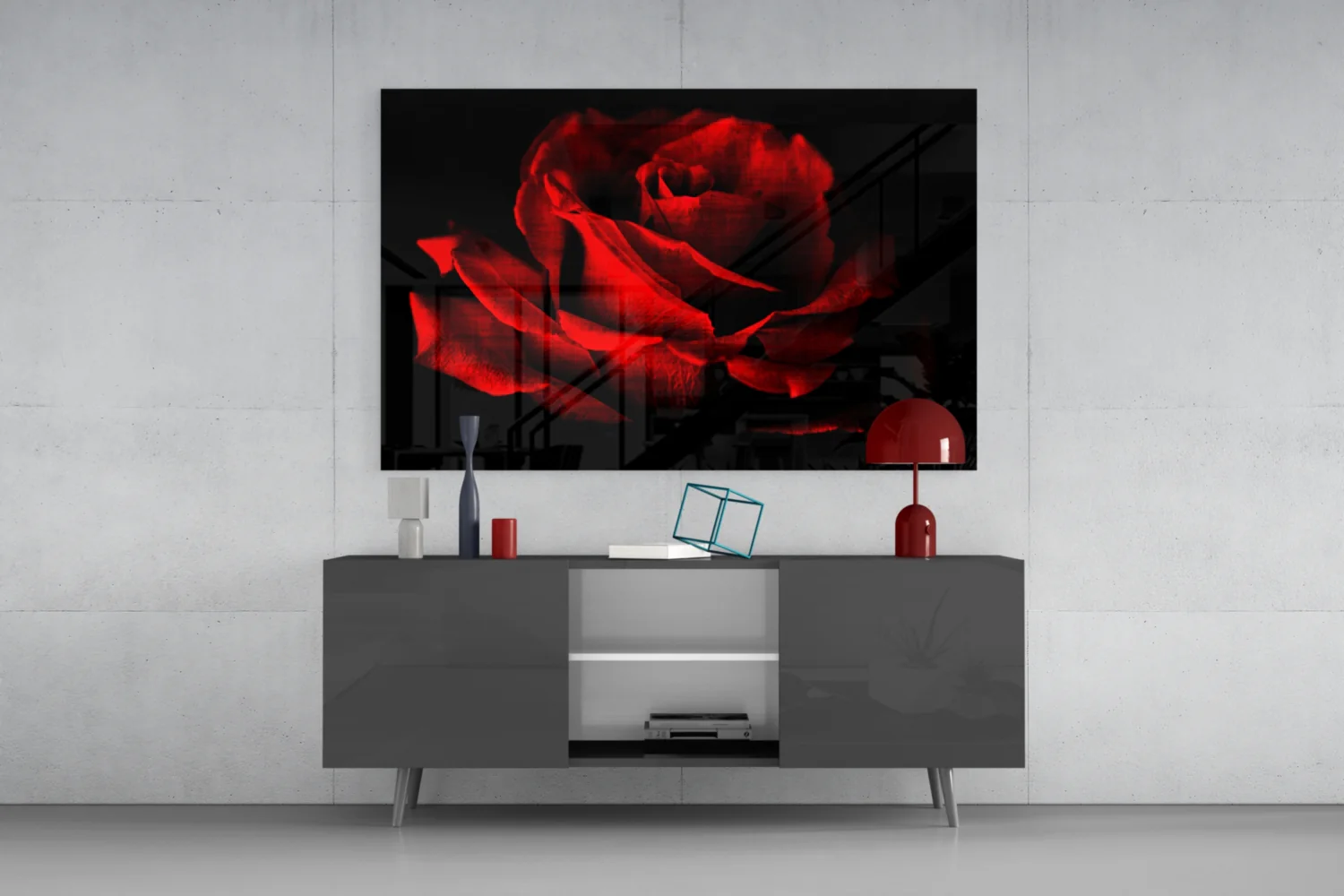 Red Rose Glass Wall Art - Image 8