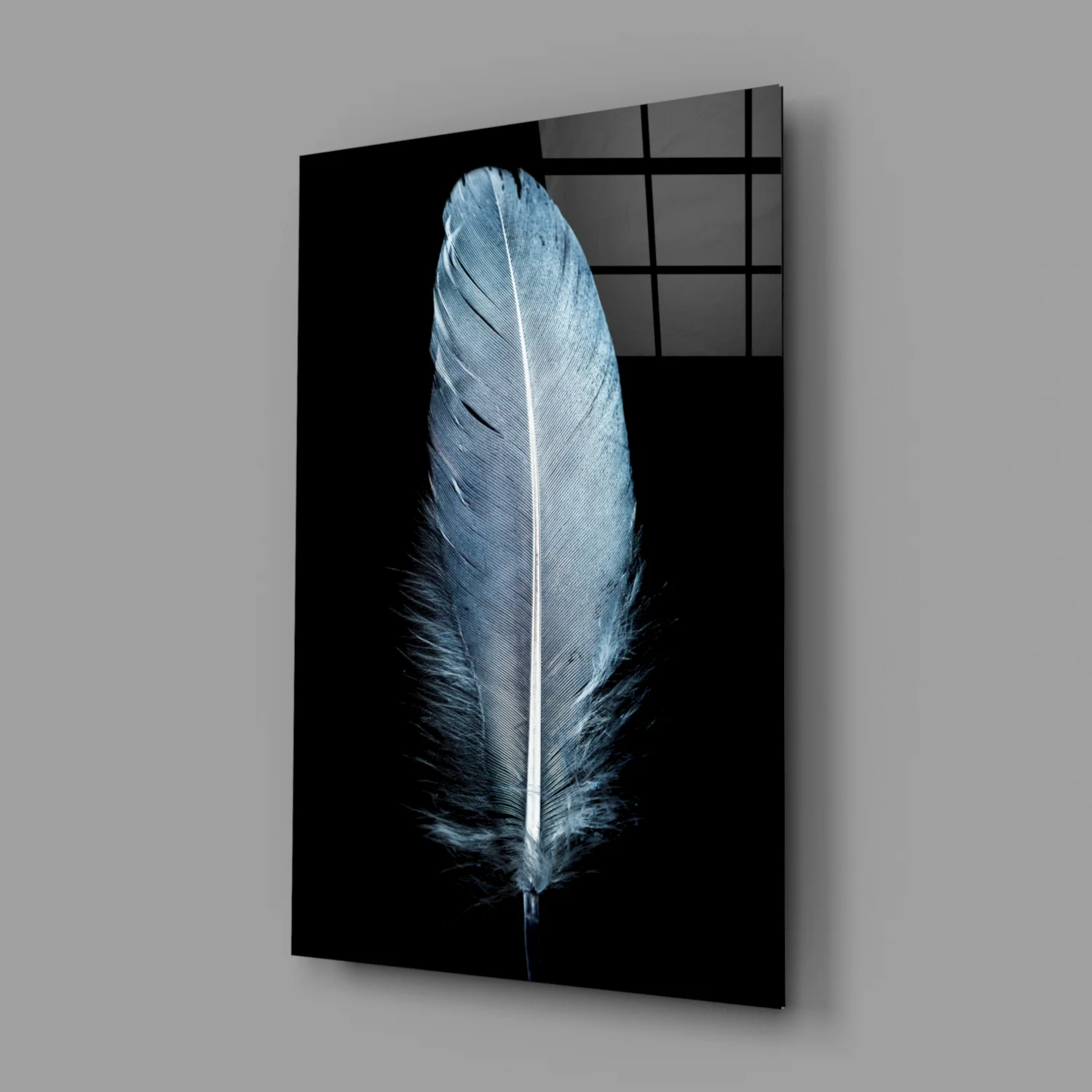 Blue Feather Glass Wall Art - Image 2